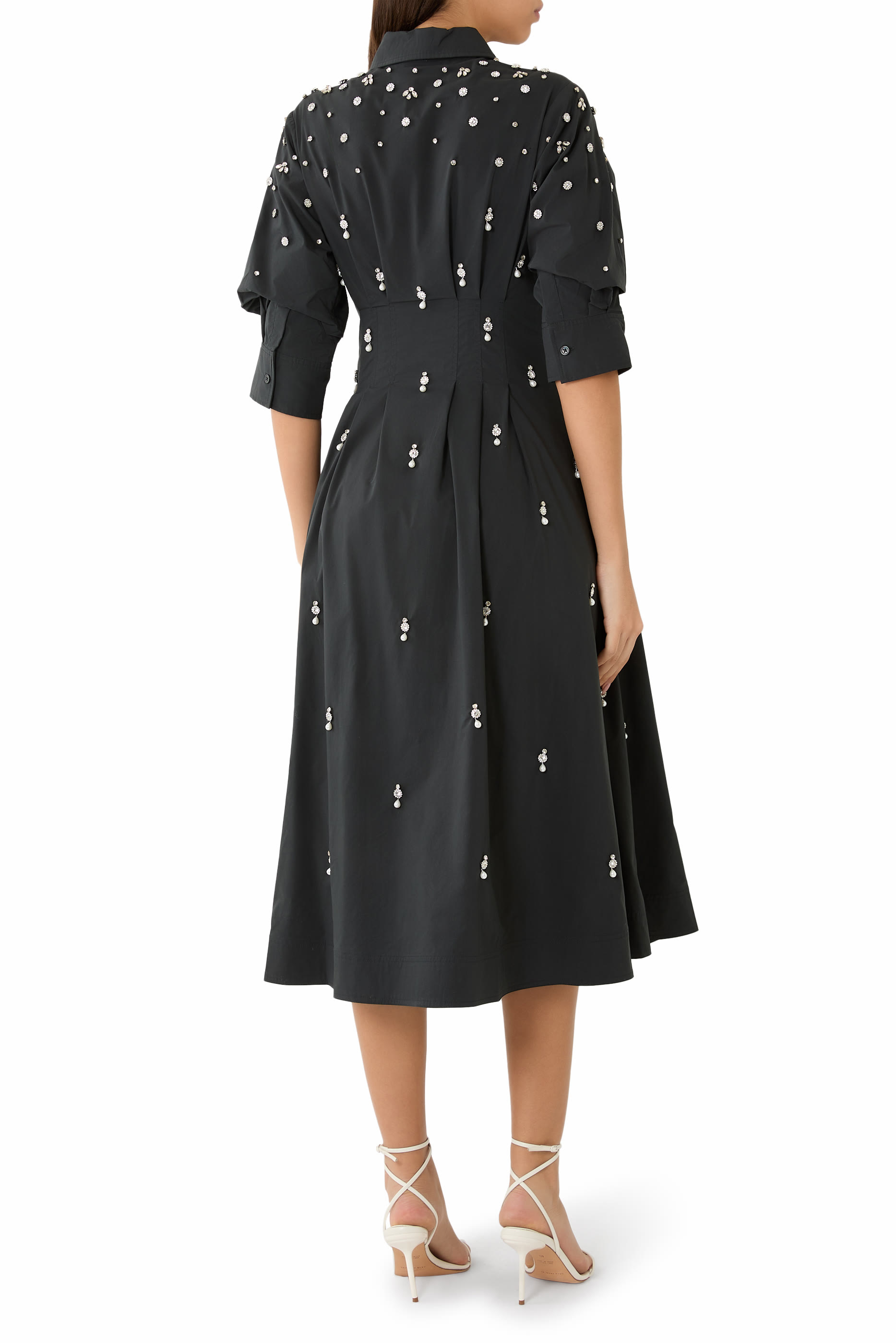 فستان جاز متوسط الطول مطرز