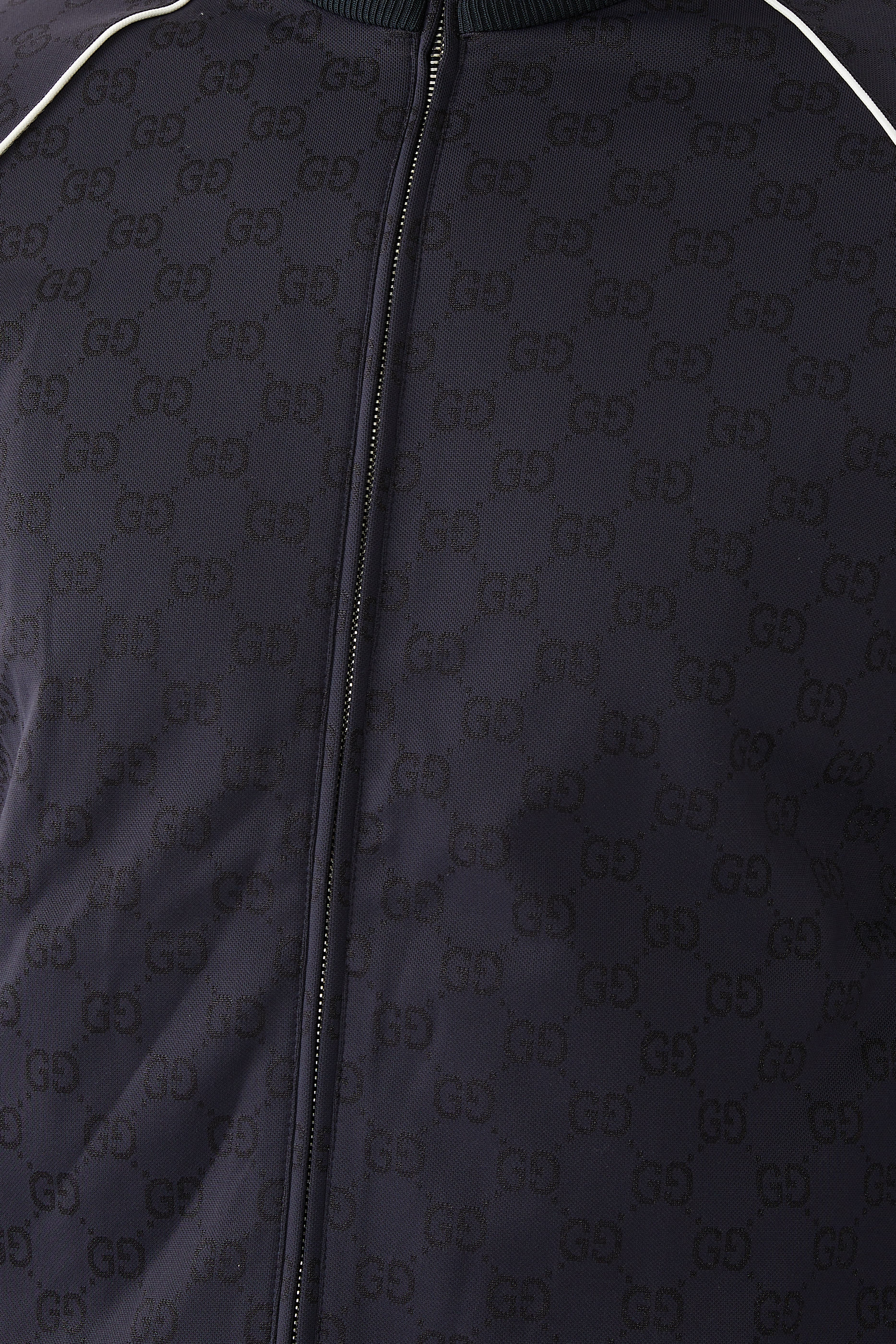 جاكيت نايلون وجيرسيه بسحاب بشعار الماركة مزدوج