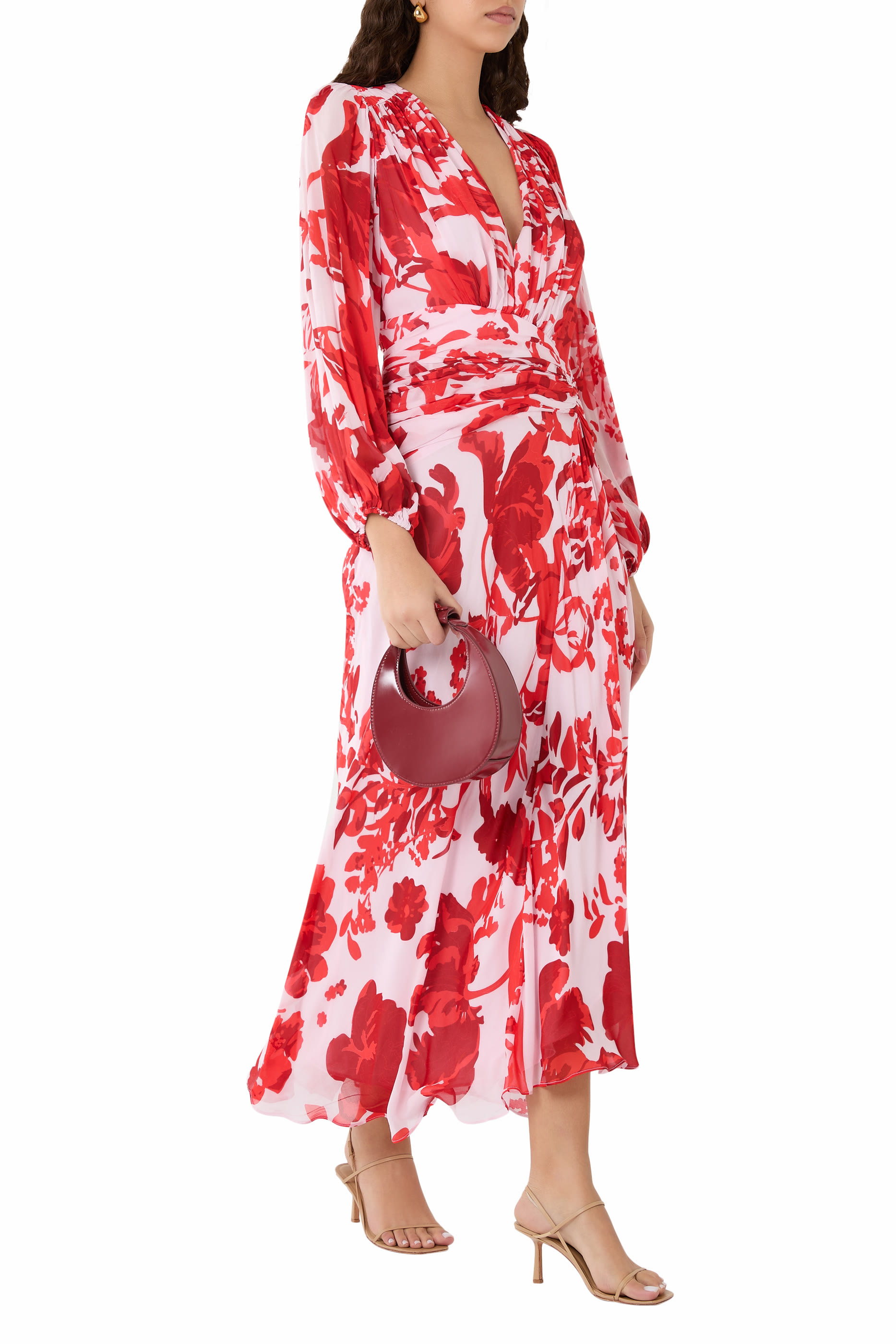 فستان ألينا طويل بأكمام طويلة وكشكش