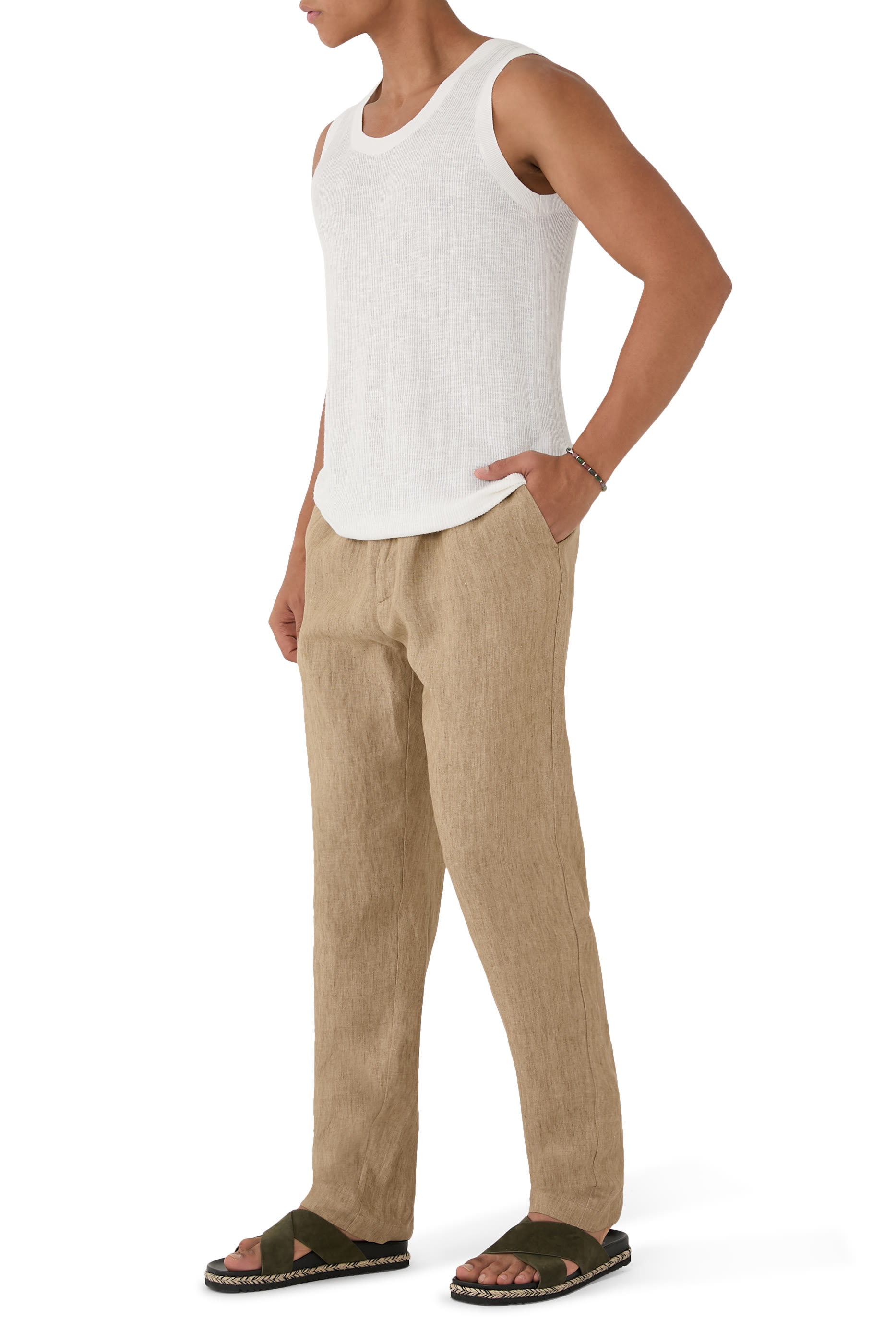 بنطال برباط تضييق كتان