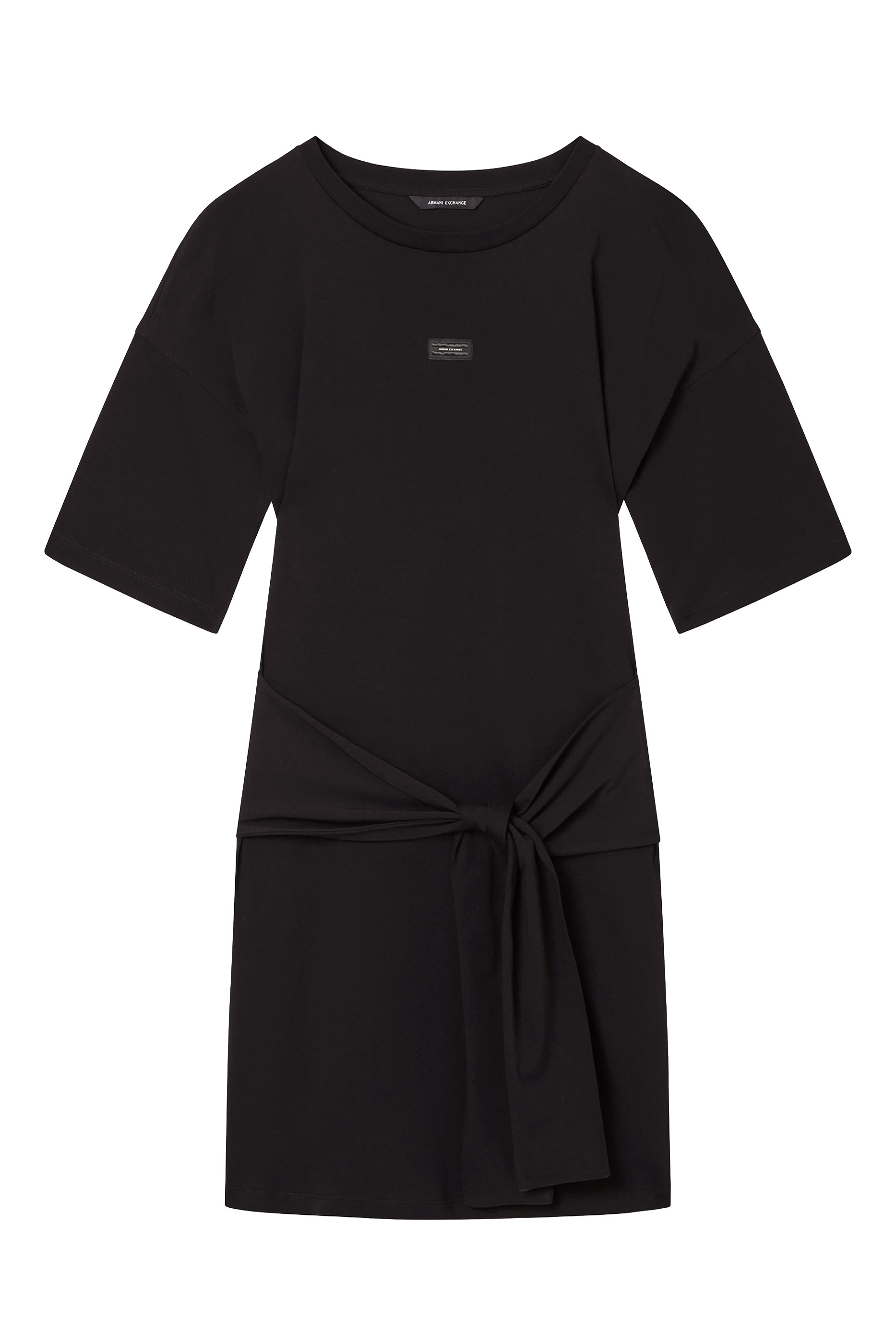 فستان قصير بخصر مزين بشريط