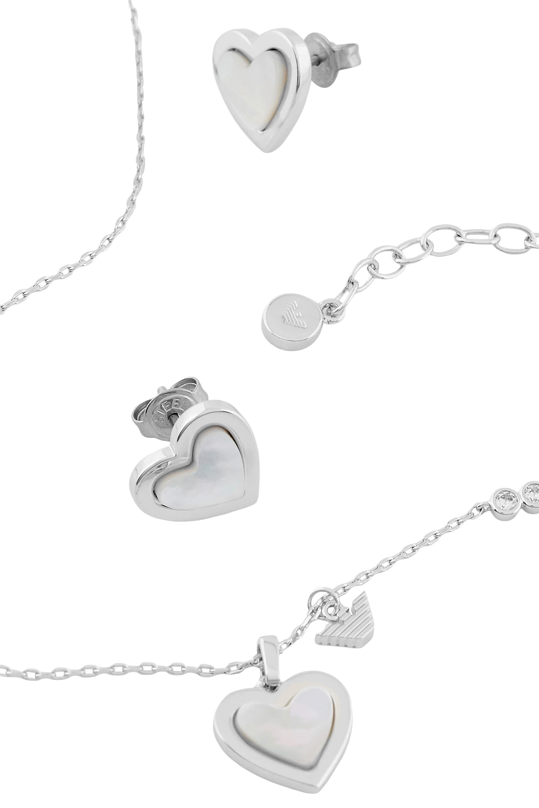 طقم قلادة بدلايات نحاس مطلي بالفضة