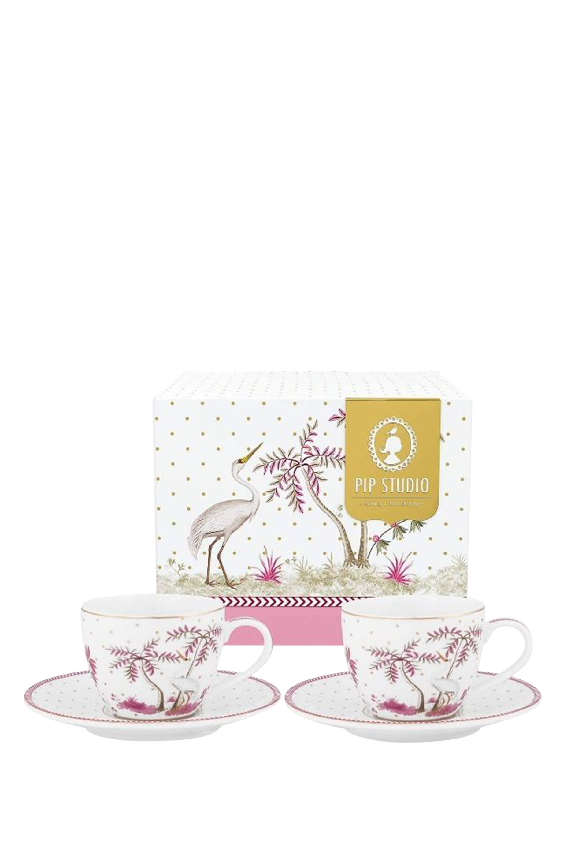 طقم  فنجان وطبق إسبريسو جولي بنقشة منقطة