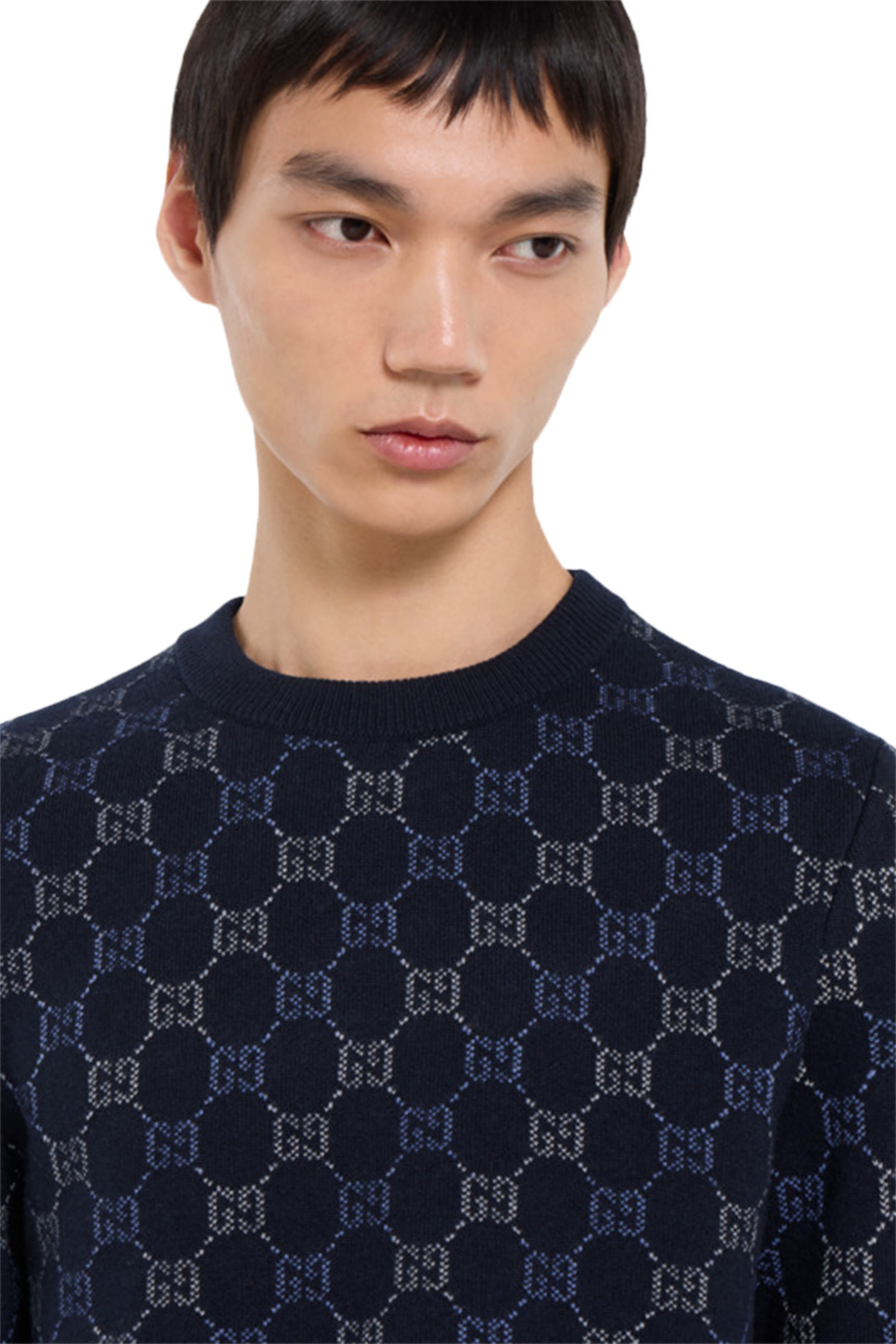 كنزة بنقشة حرفي شعار الماركة نسيج صوف مزدوج