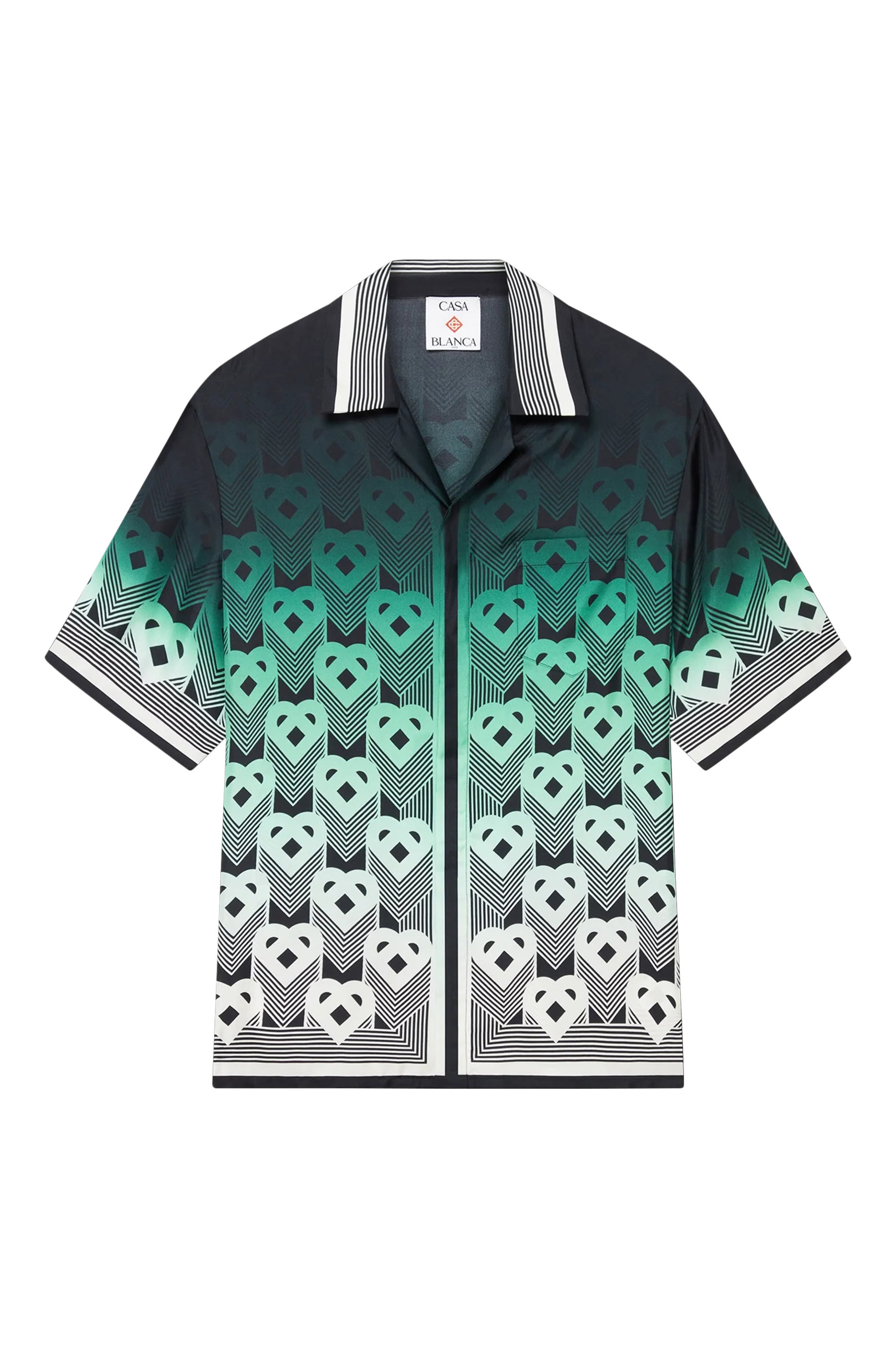 قميص بأكمام قصيرة ونقشة حرف شعار الماركة بلون متدرج حرير