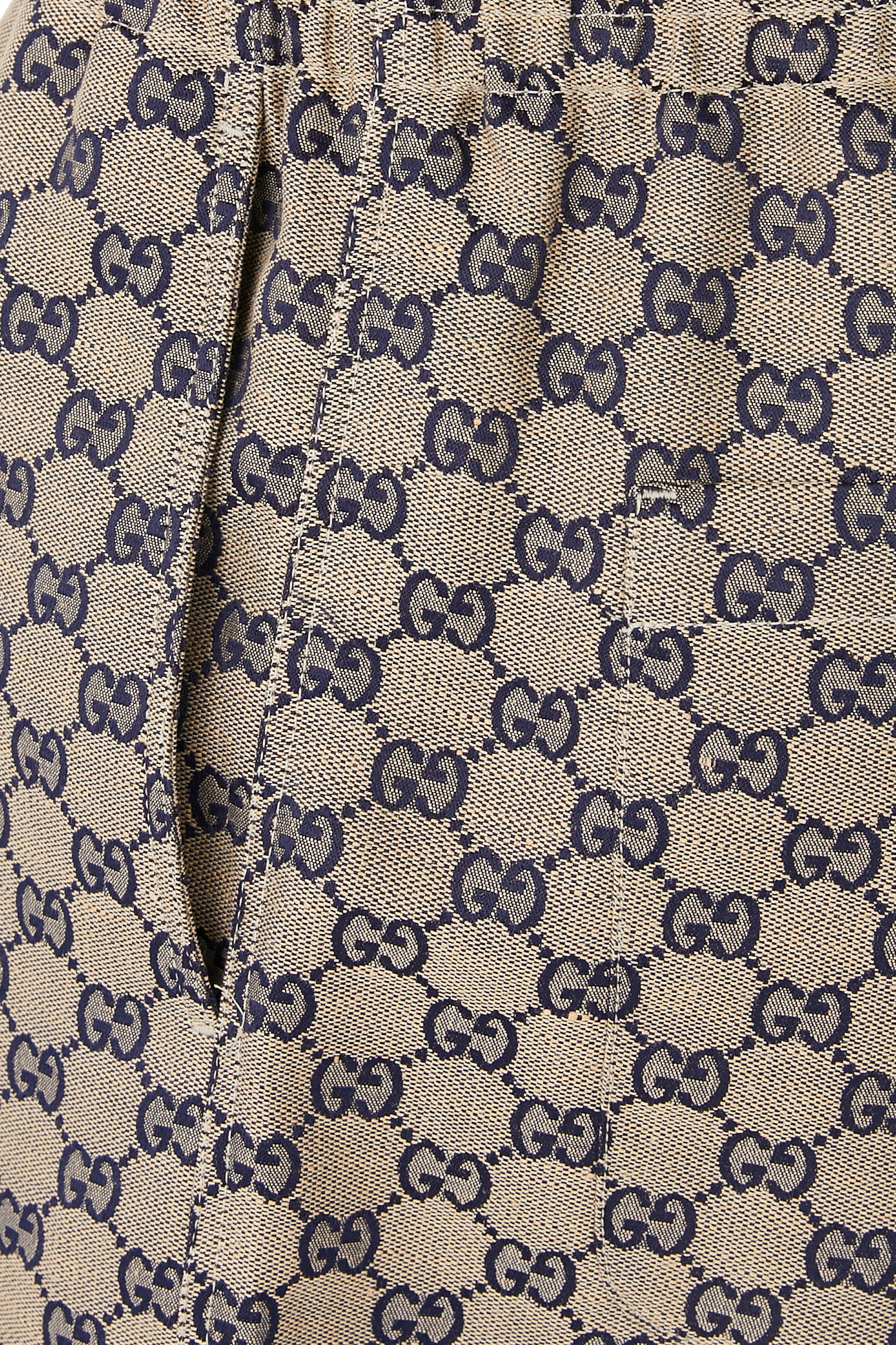 شورت بنقشة حرفي الماركة بمزيج كتان