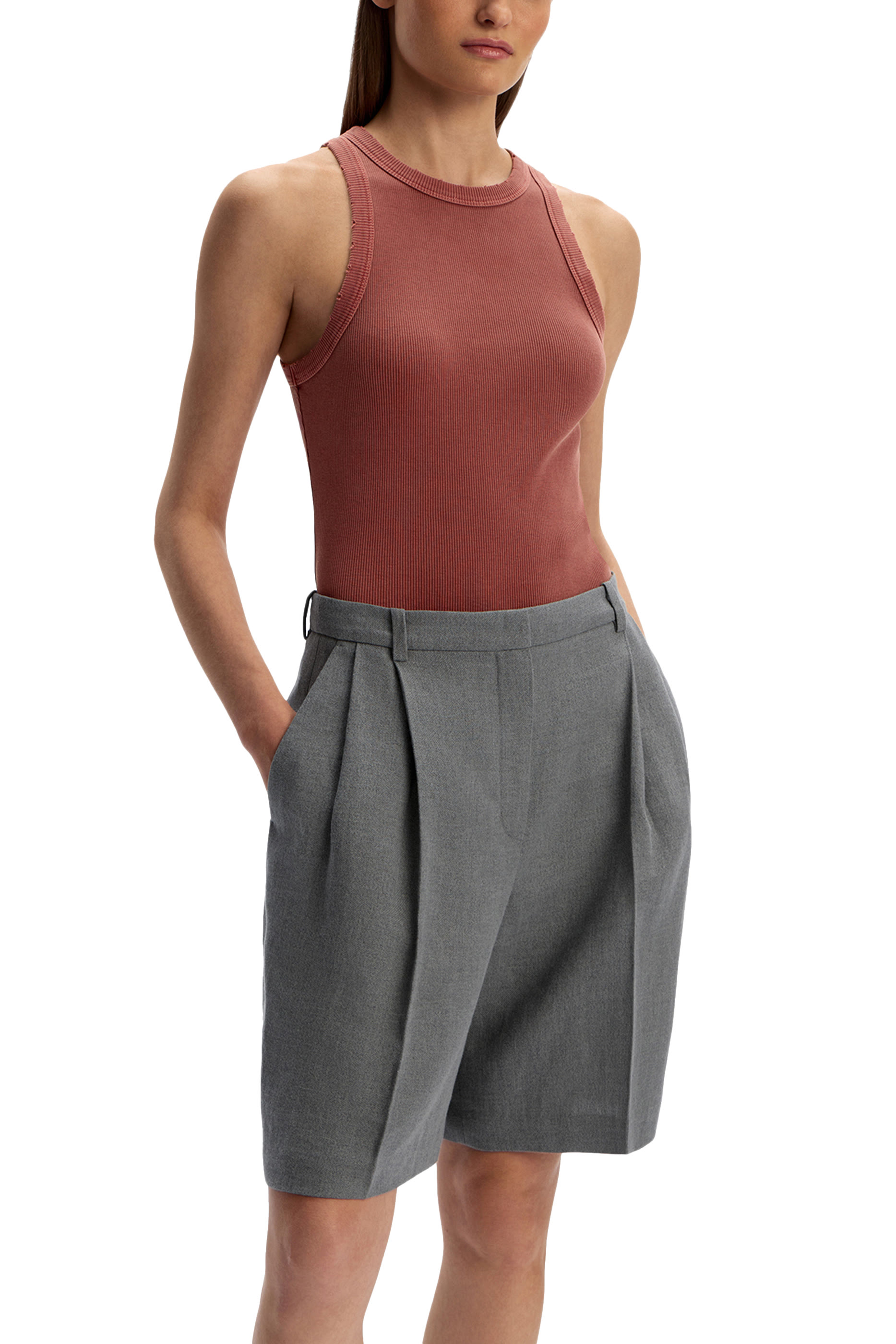 بلوزة بلا أكمام قماش مصبوغ