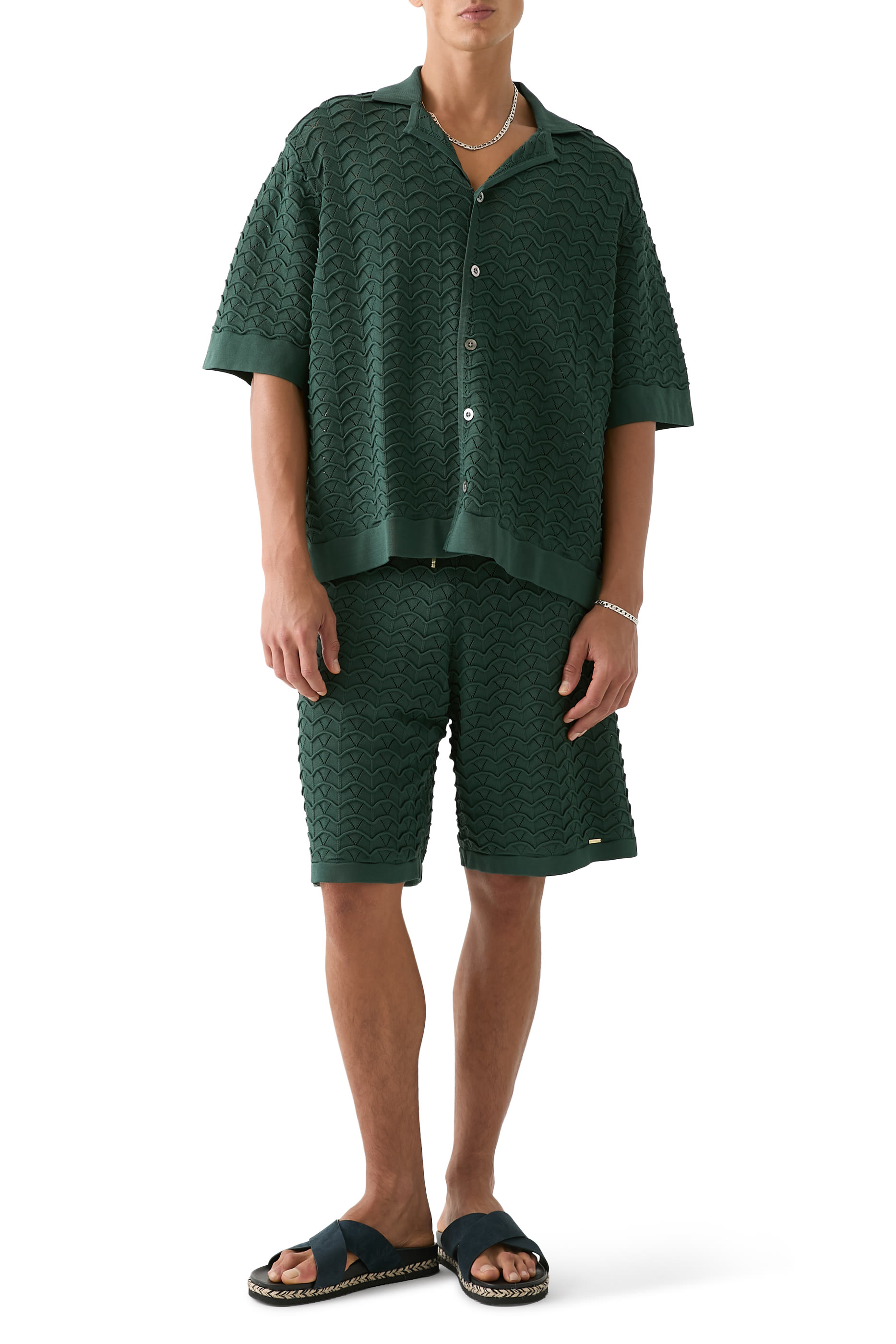 شورت نسيج رايون بارز الملمس