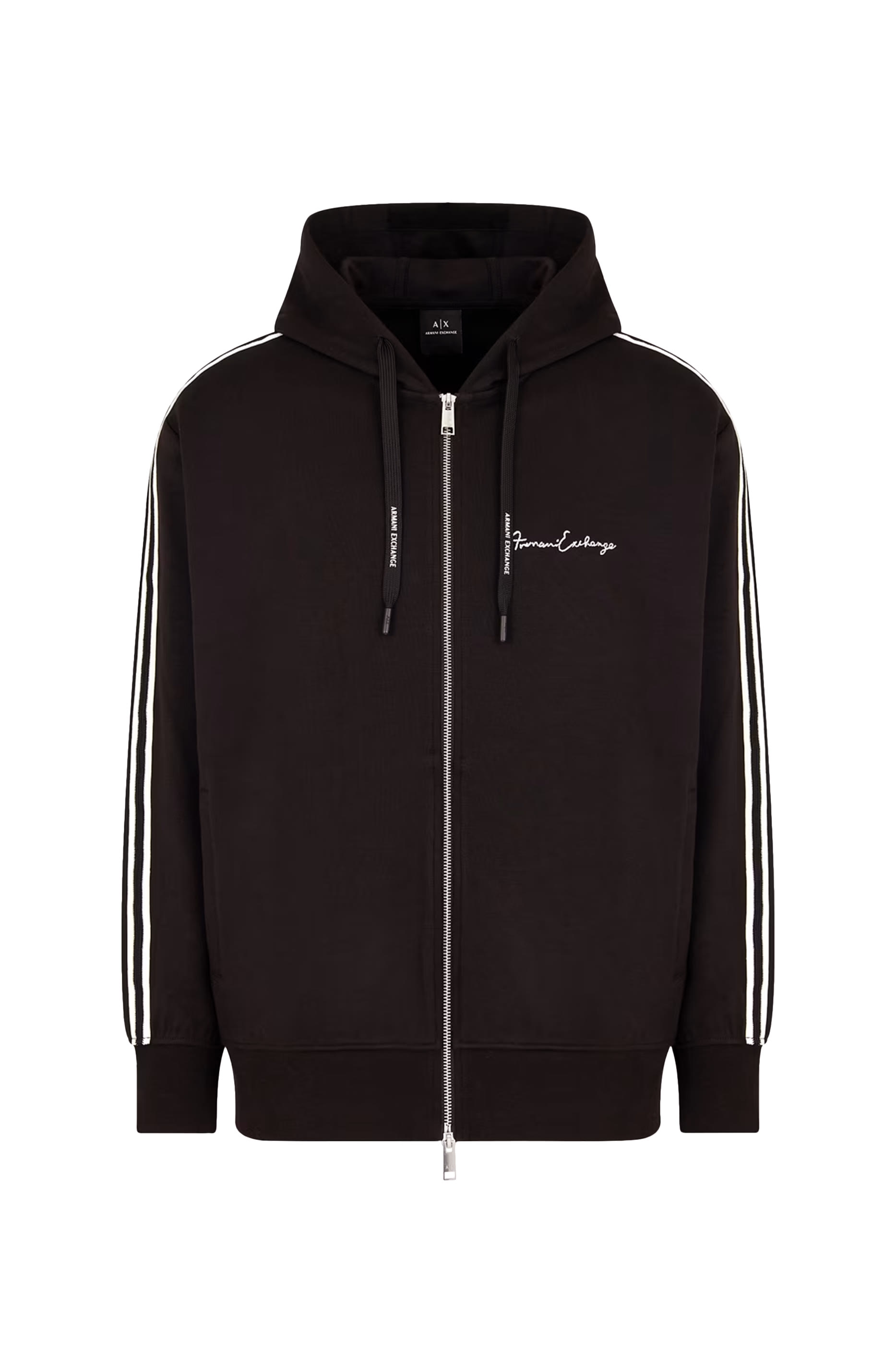 سويت شيرت بأشرطة وسحاب كامل وشعار الماركة