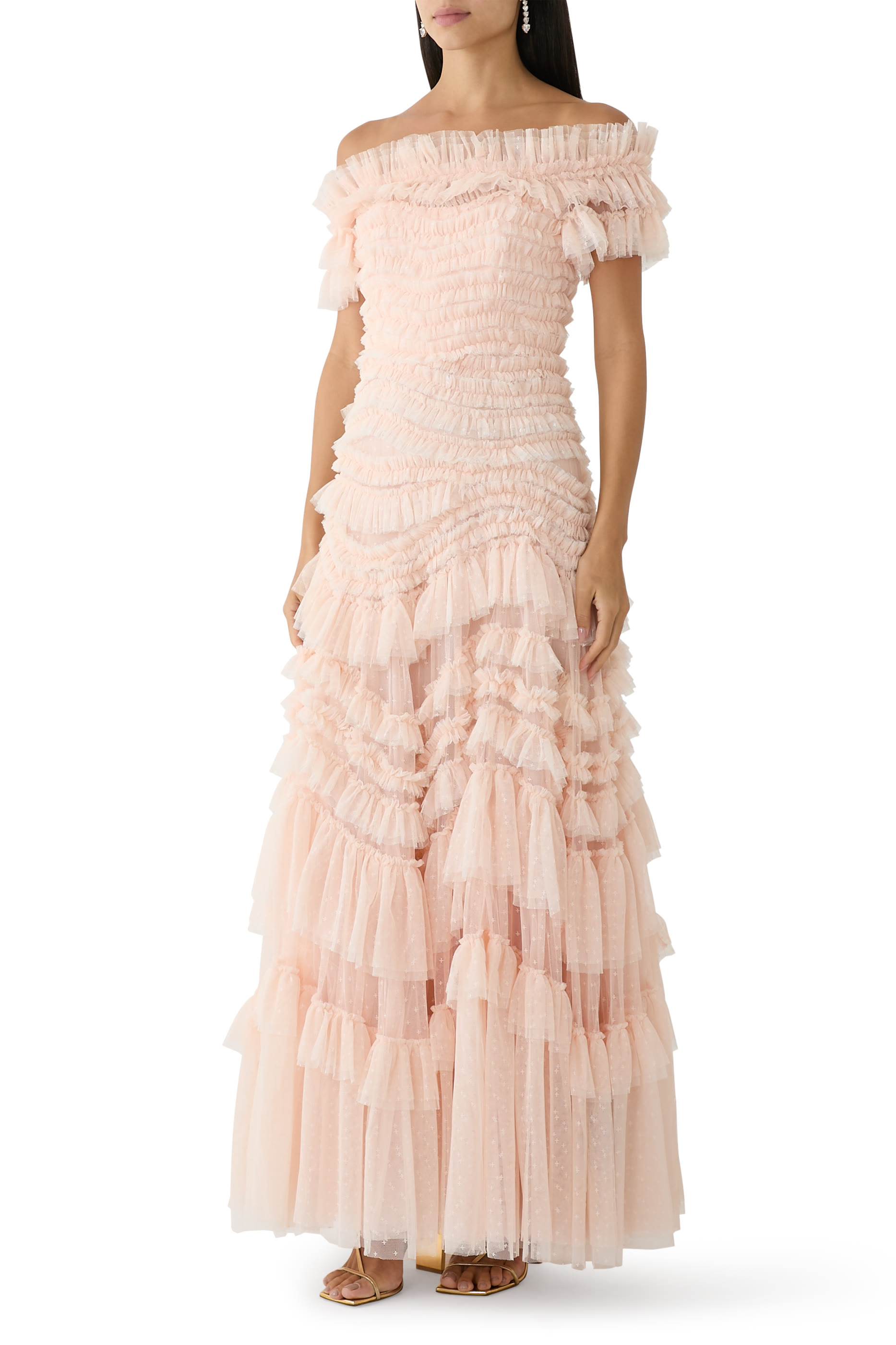 فستان سهرة وايلد روز بأكتاف متساقطة فستان سهرة وايلد روز بأكتاف متساقطة