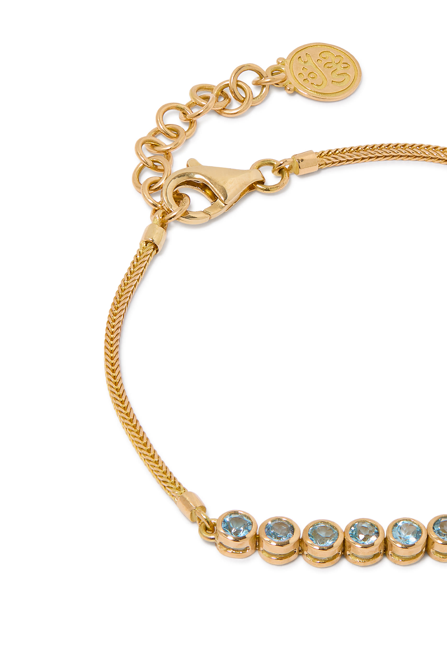 سوار بخط كوفي مرصع بحجر التوباز، ذهب أصفر عيار 18