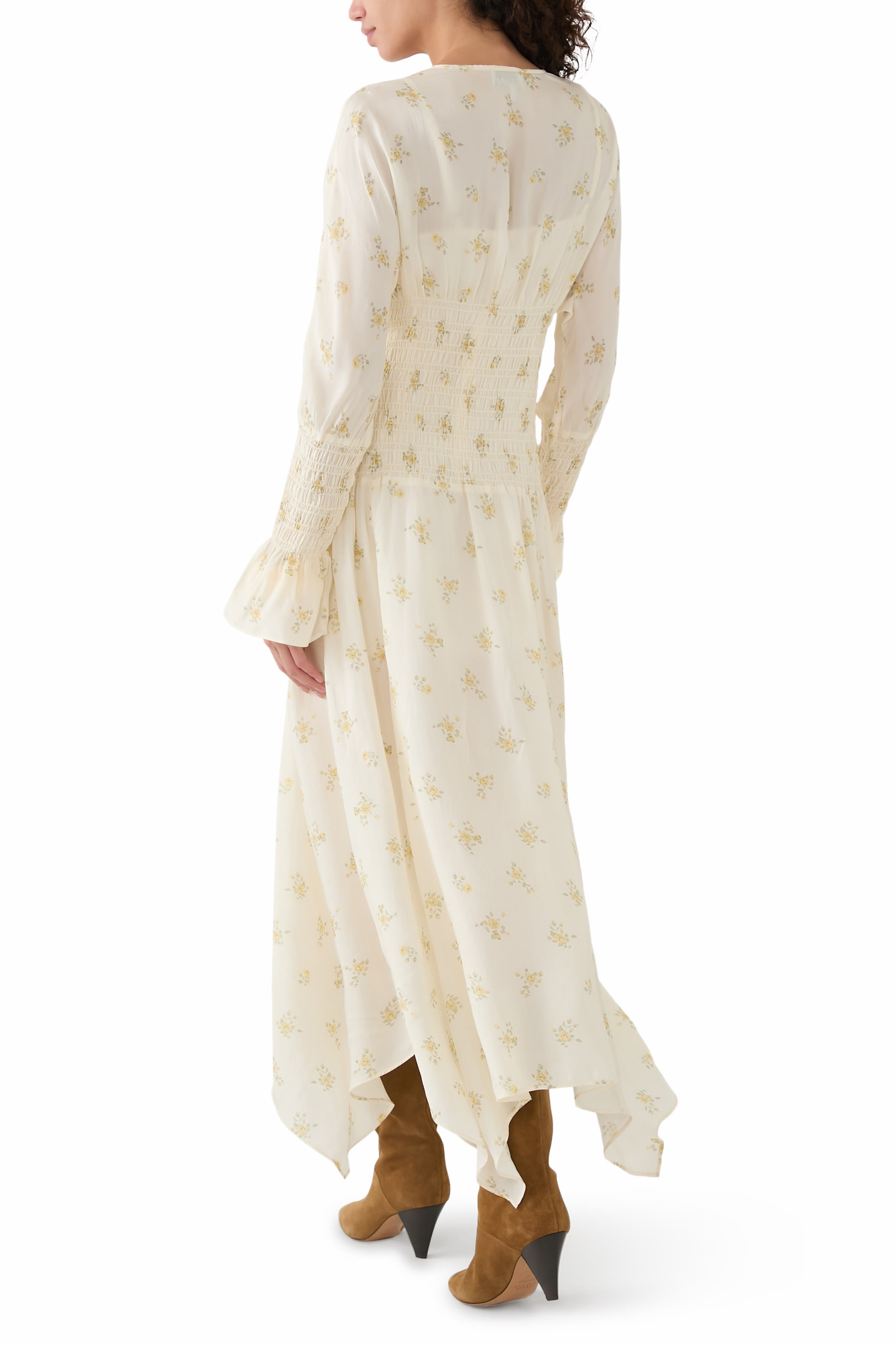 فستان بنمط زهور متوسط الطول