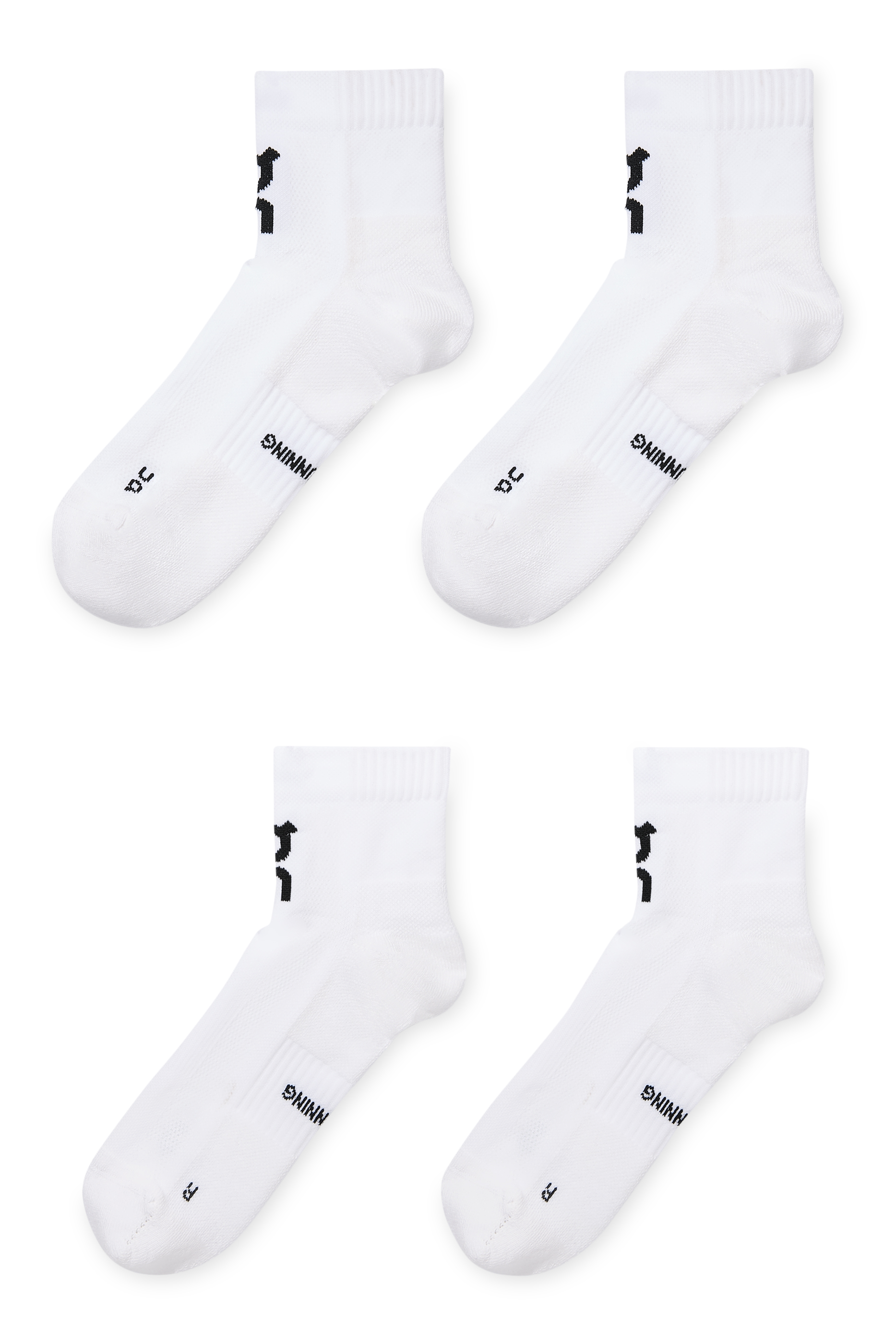 طقم جوارب متوسطة الطول بشعار الماركة للجري، عبوة من زوجين