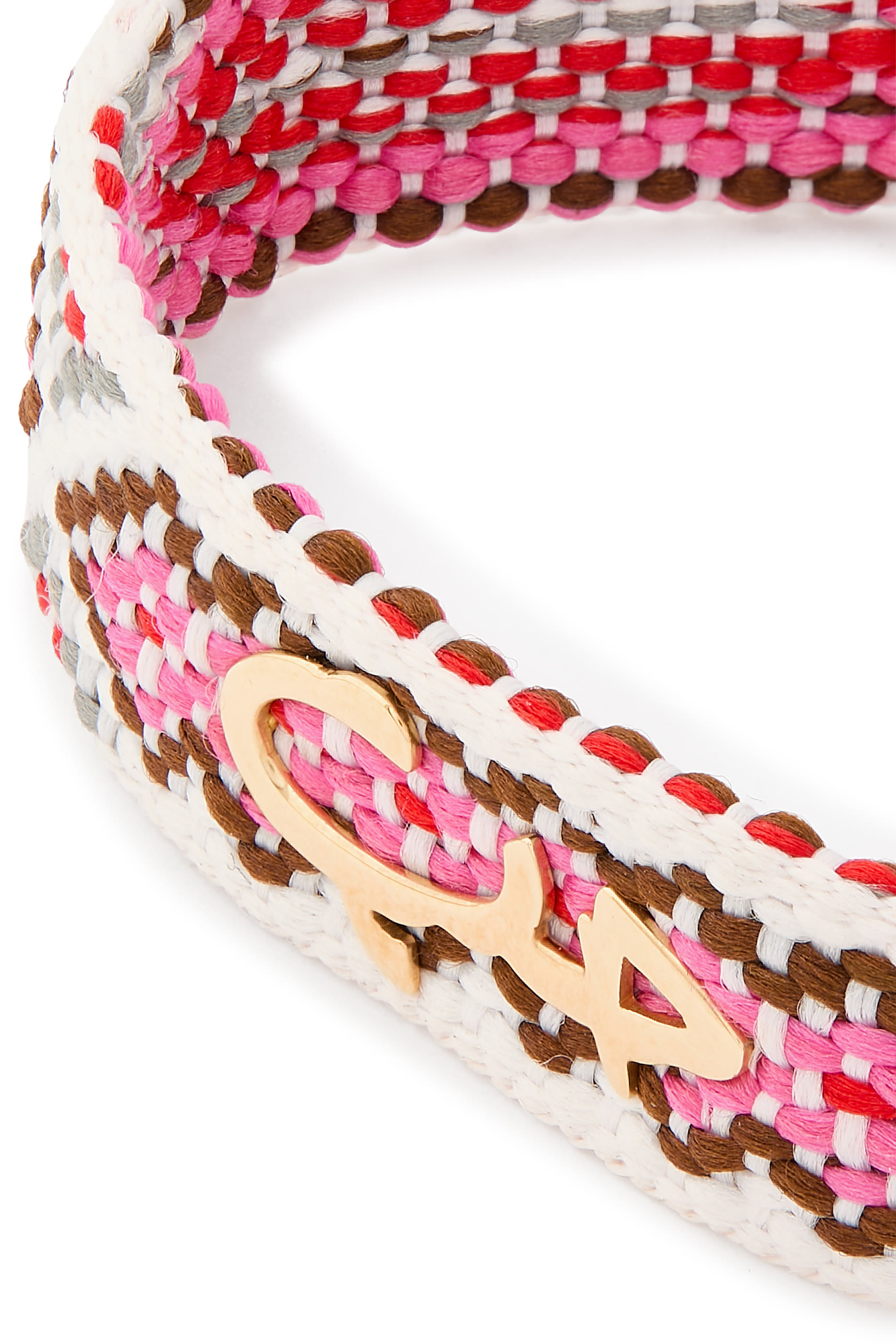 سوار منسوج مزين بكلمة حب، قماش وذهب أصفر عيار 18