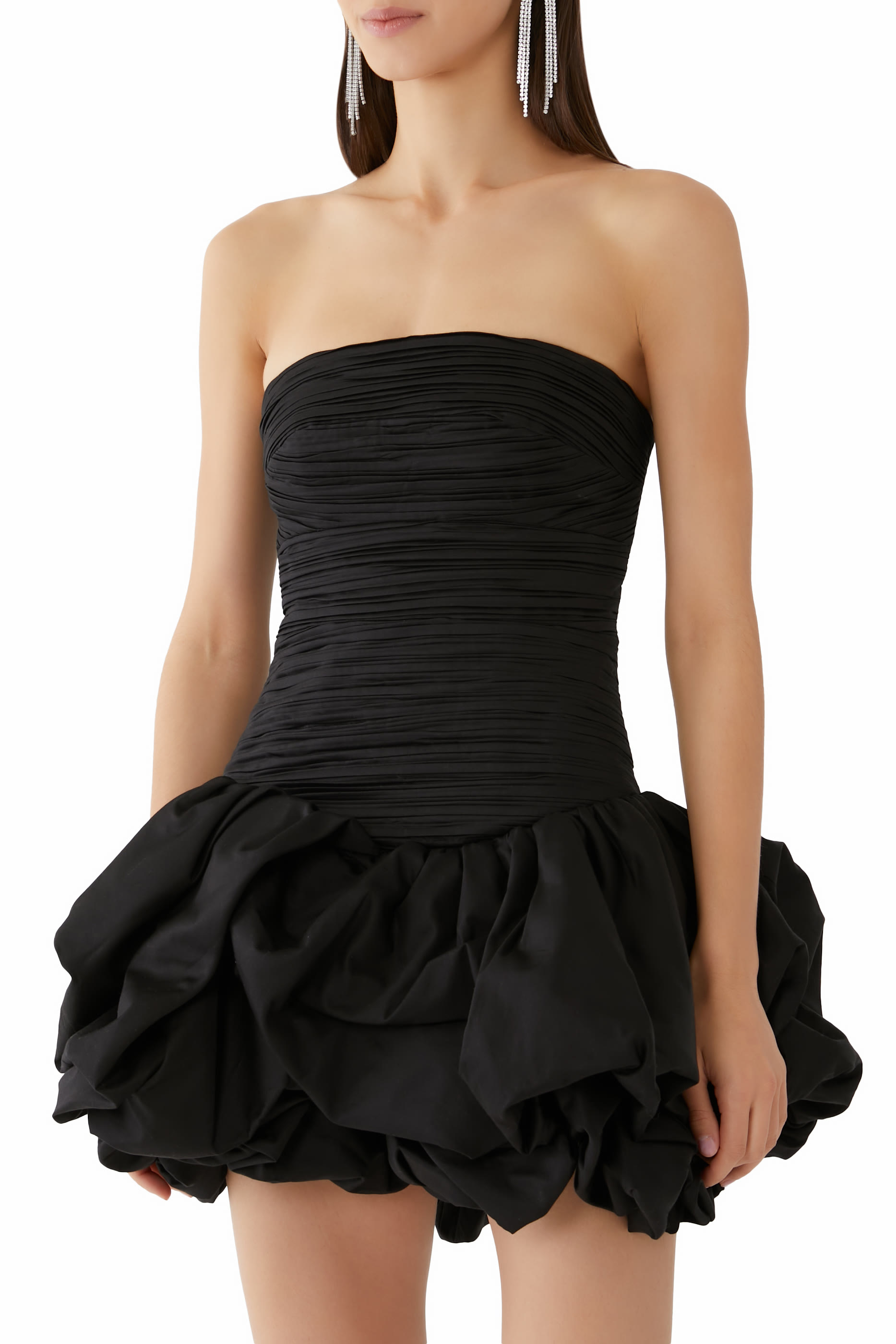 فستان فيوليت قصير بحافة منفوخة