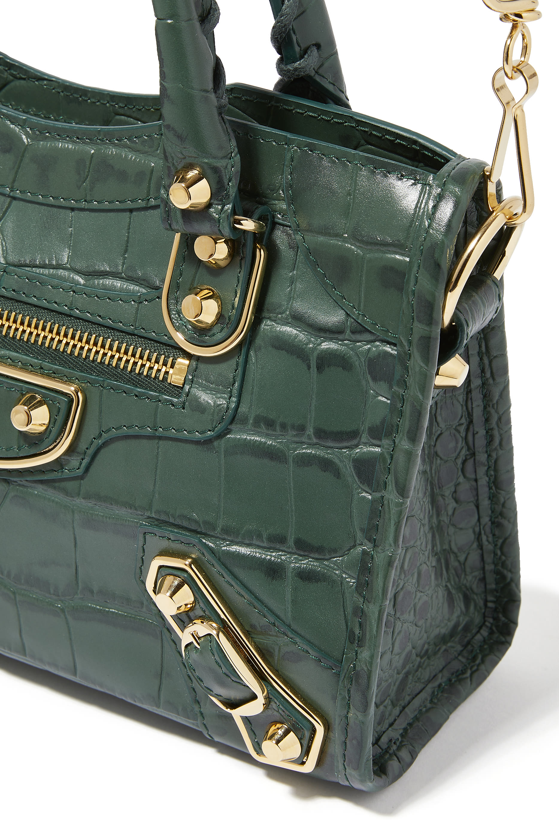 حقيبة ميني سيتي إس جلد بنقشة جلد التمساح