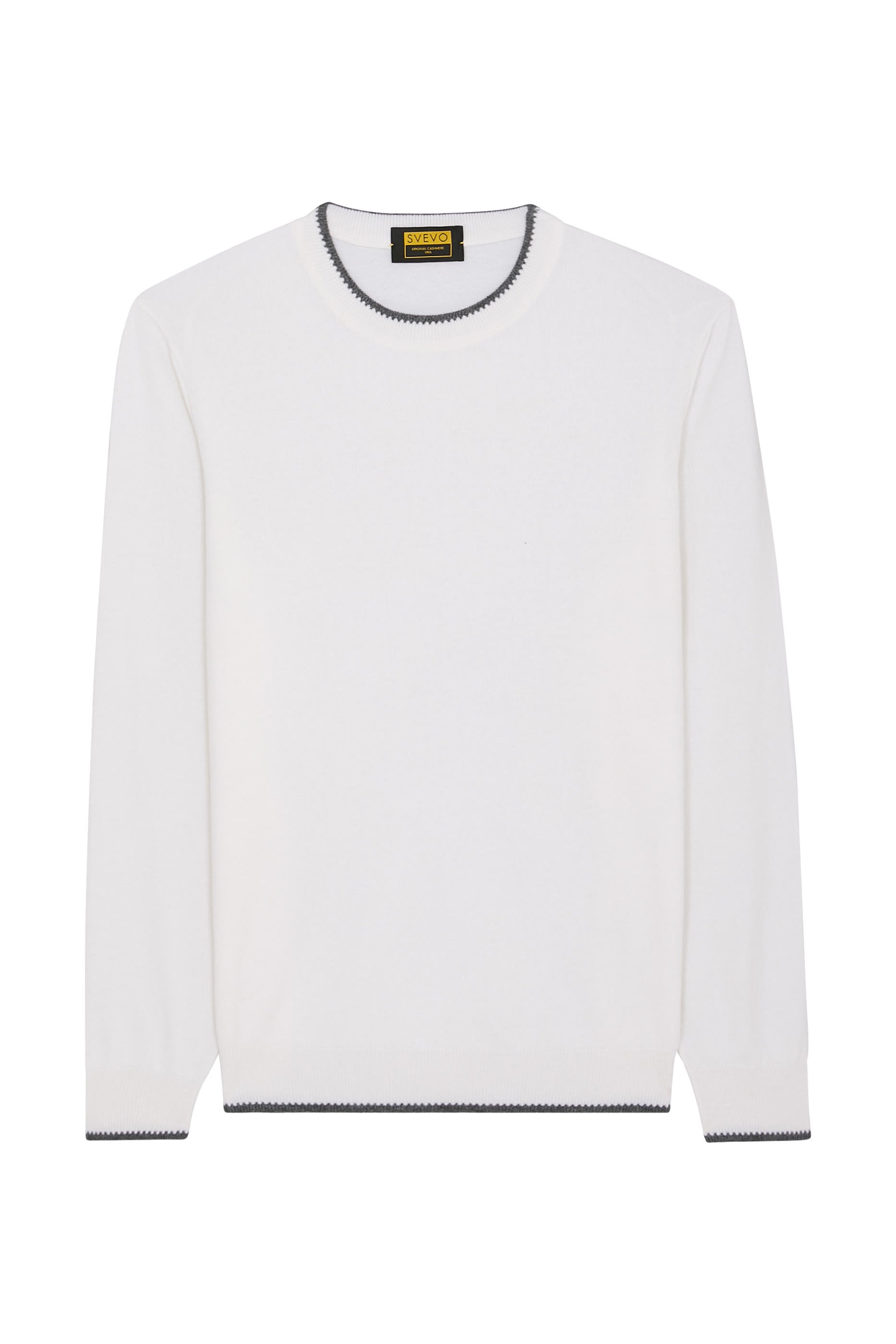 Contrast Trim Cashmere Crewneck