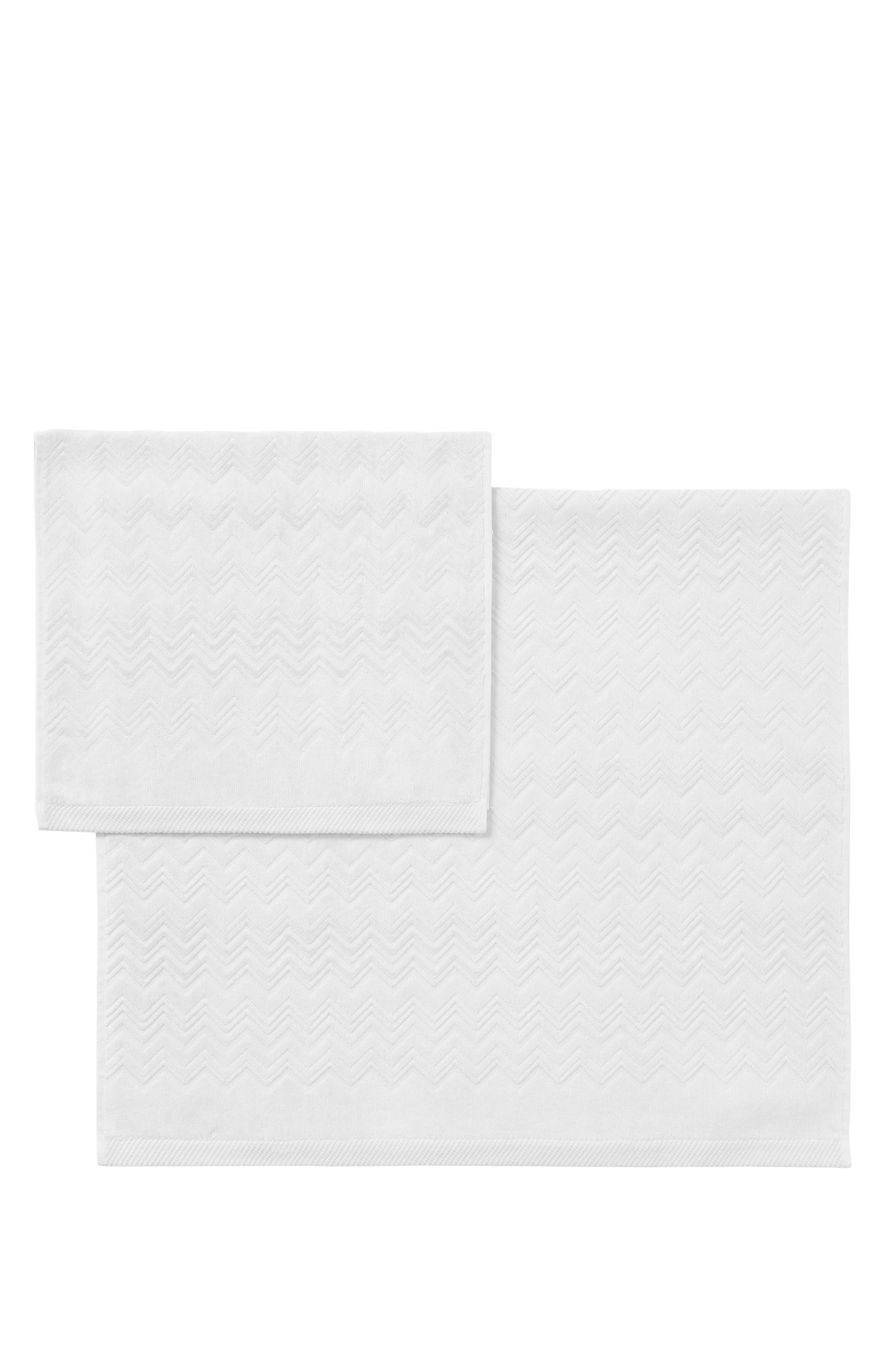 طقم مناشف بلون أبيض، قطعتين