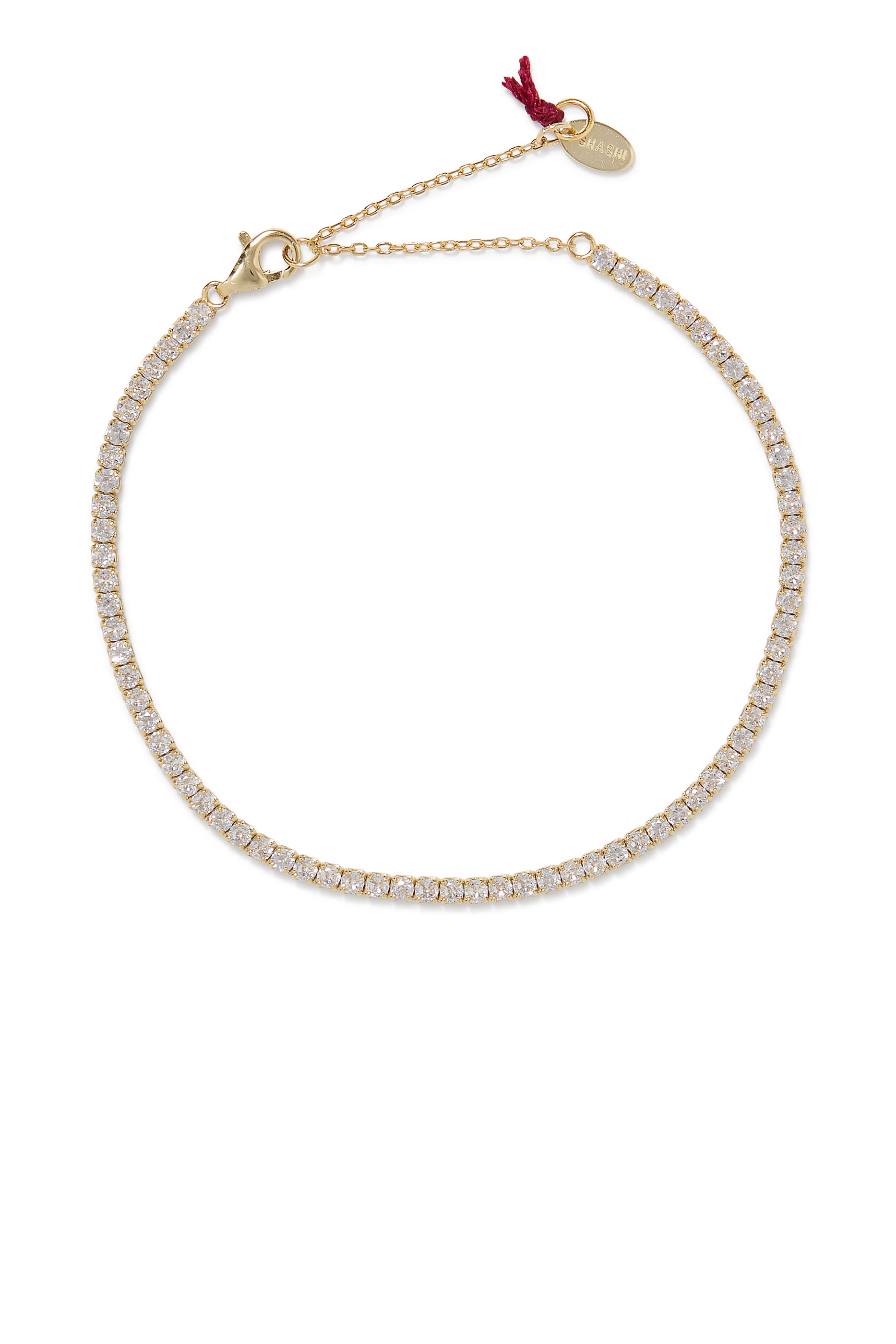 سوار تنس مزين بأحجار زركونيا مكعبة AAAA+، فضة إسترلينية مطلية بذهب عيار 14