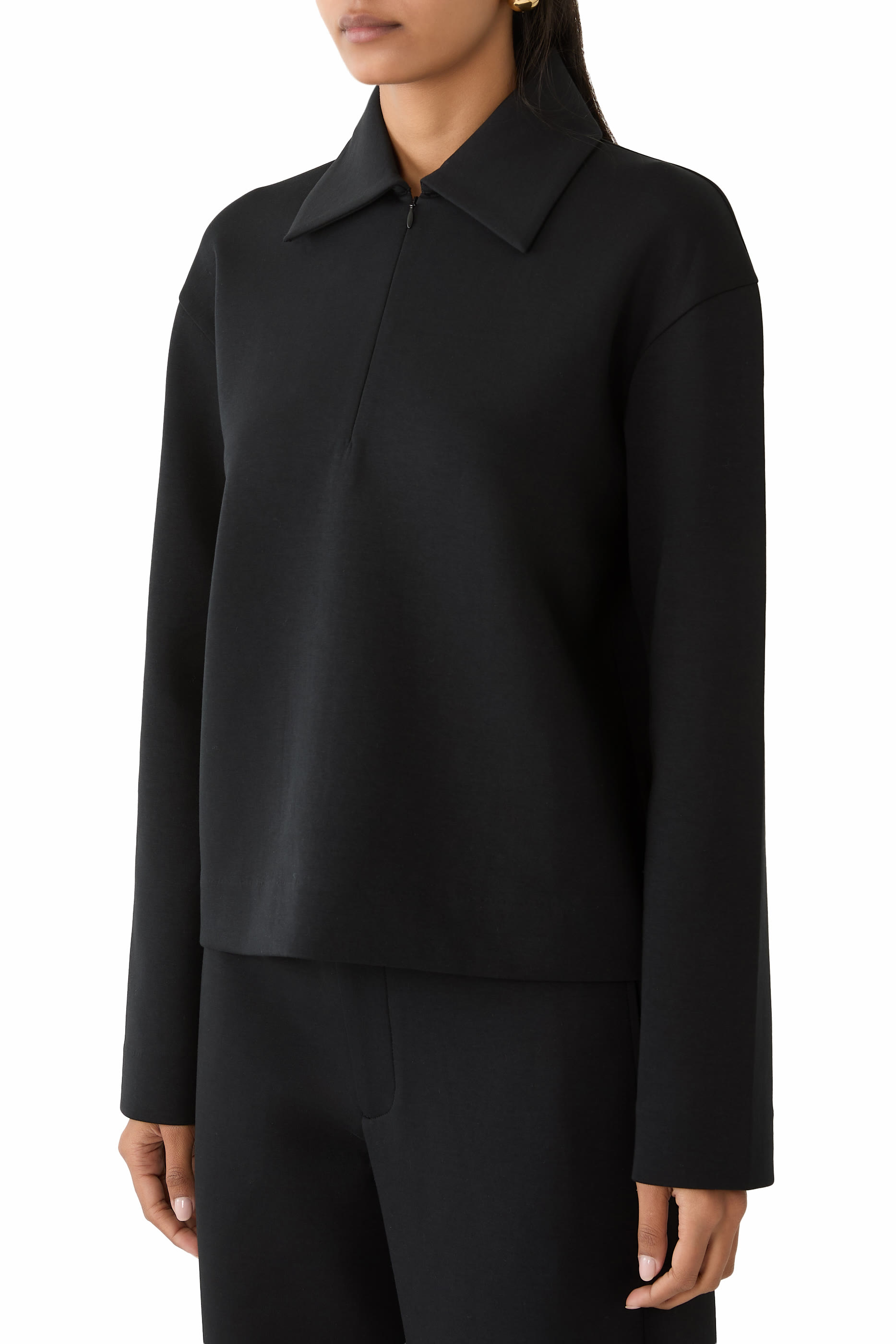 سترة بنصف سحاب مزيج قطن