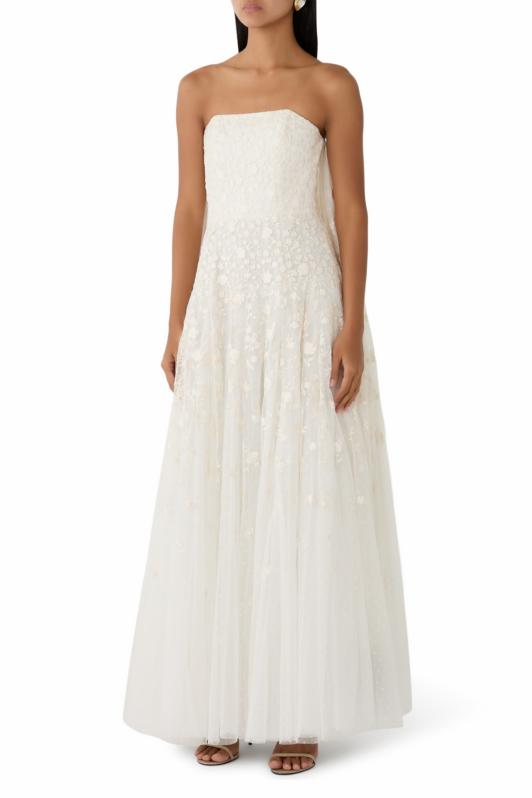 فستان سهرة ليا ديتسي بلا حمالات بكاب