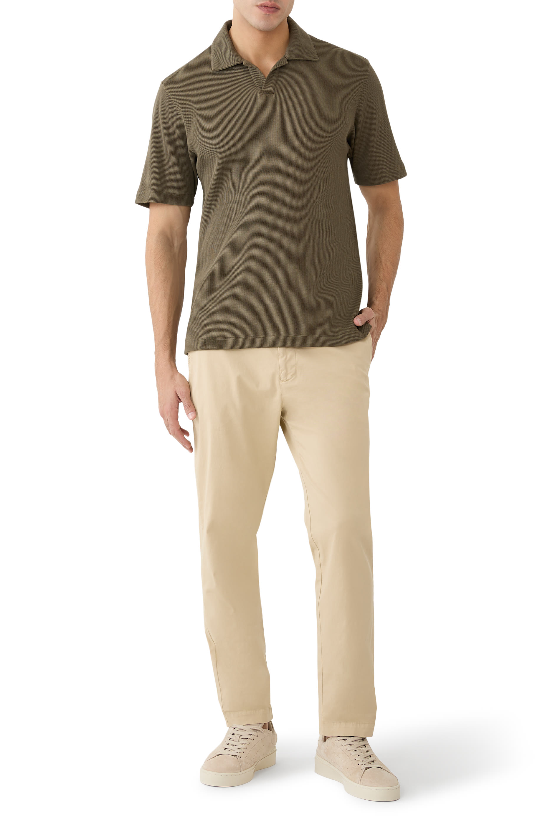 قميص بولو نسيج قطن متقاطع