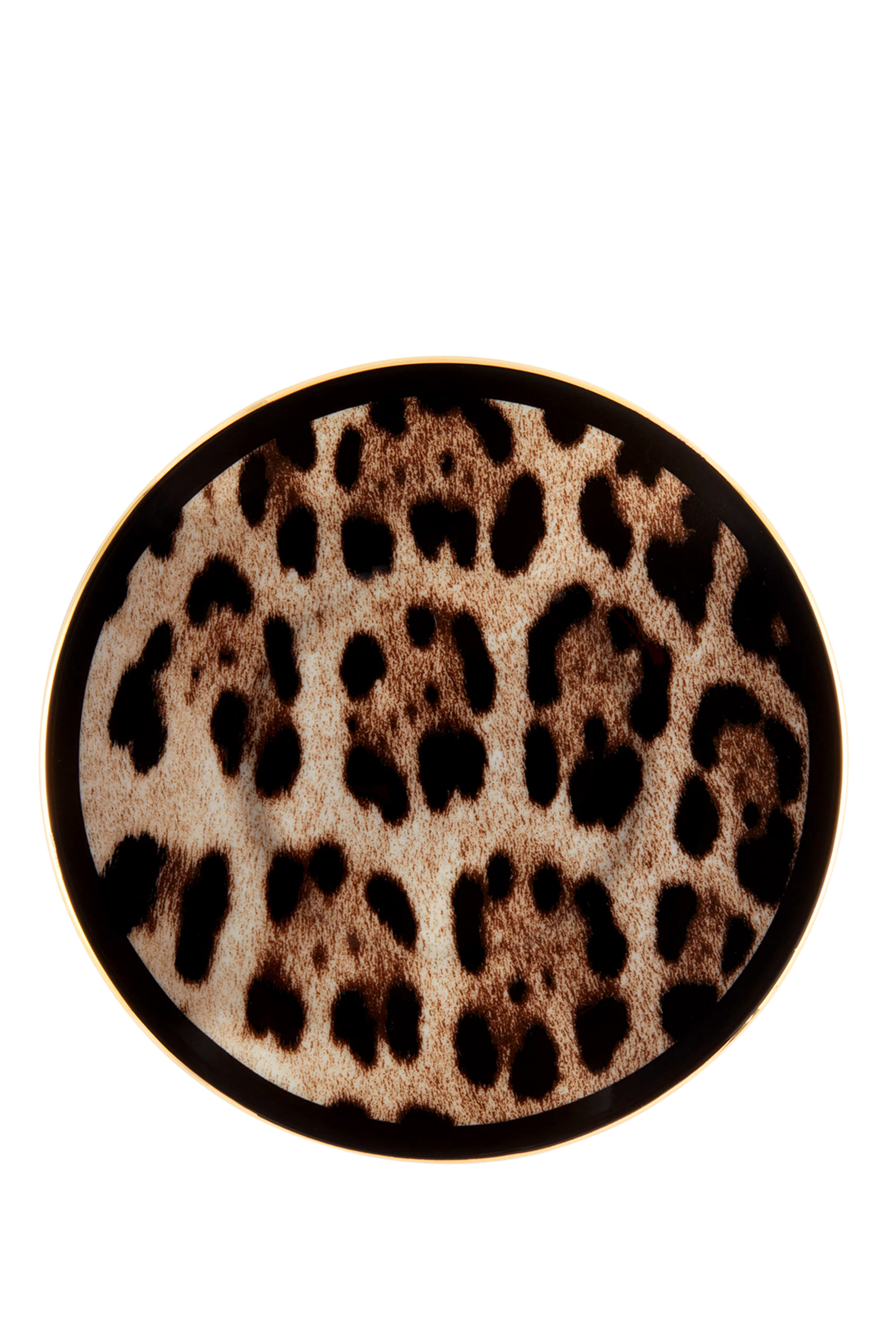 طقم فنجان قهوة وطبق بنقشة جلد فهد