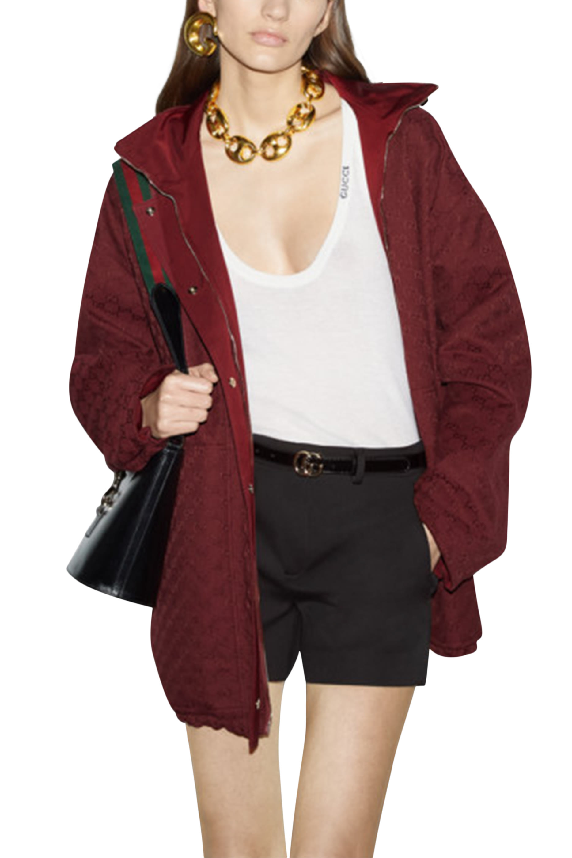 جاكيت بتصميم بوجهين بشعار الماركة قماش قنب