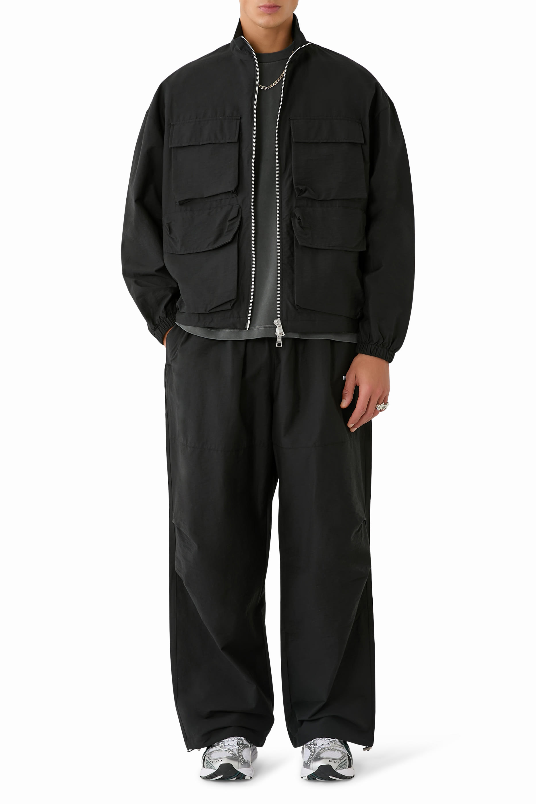 بنطال باراشوت بلون باهت نايلون قطني