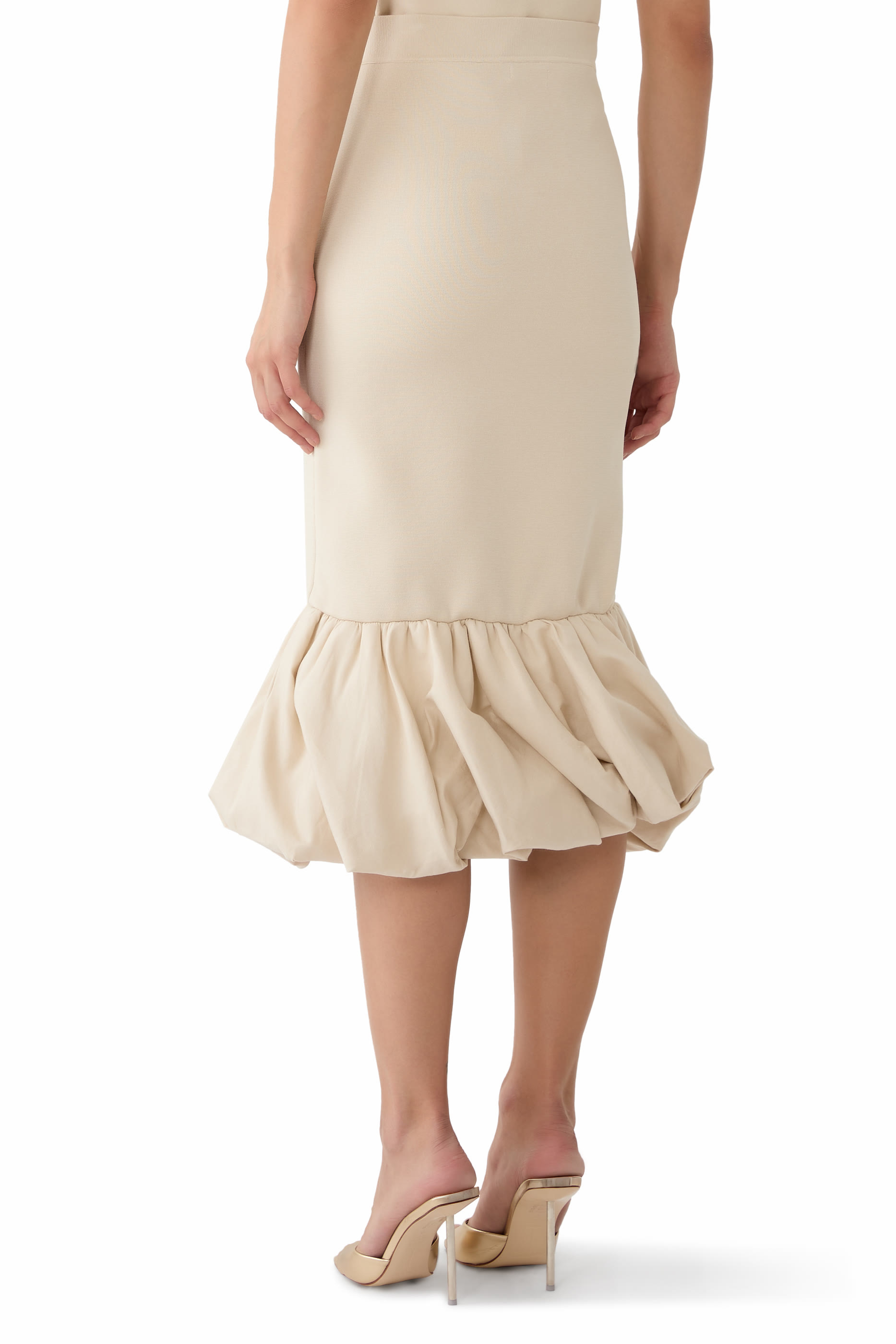 تنورة كاميل متوسطة الطول كتان منسوج