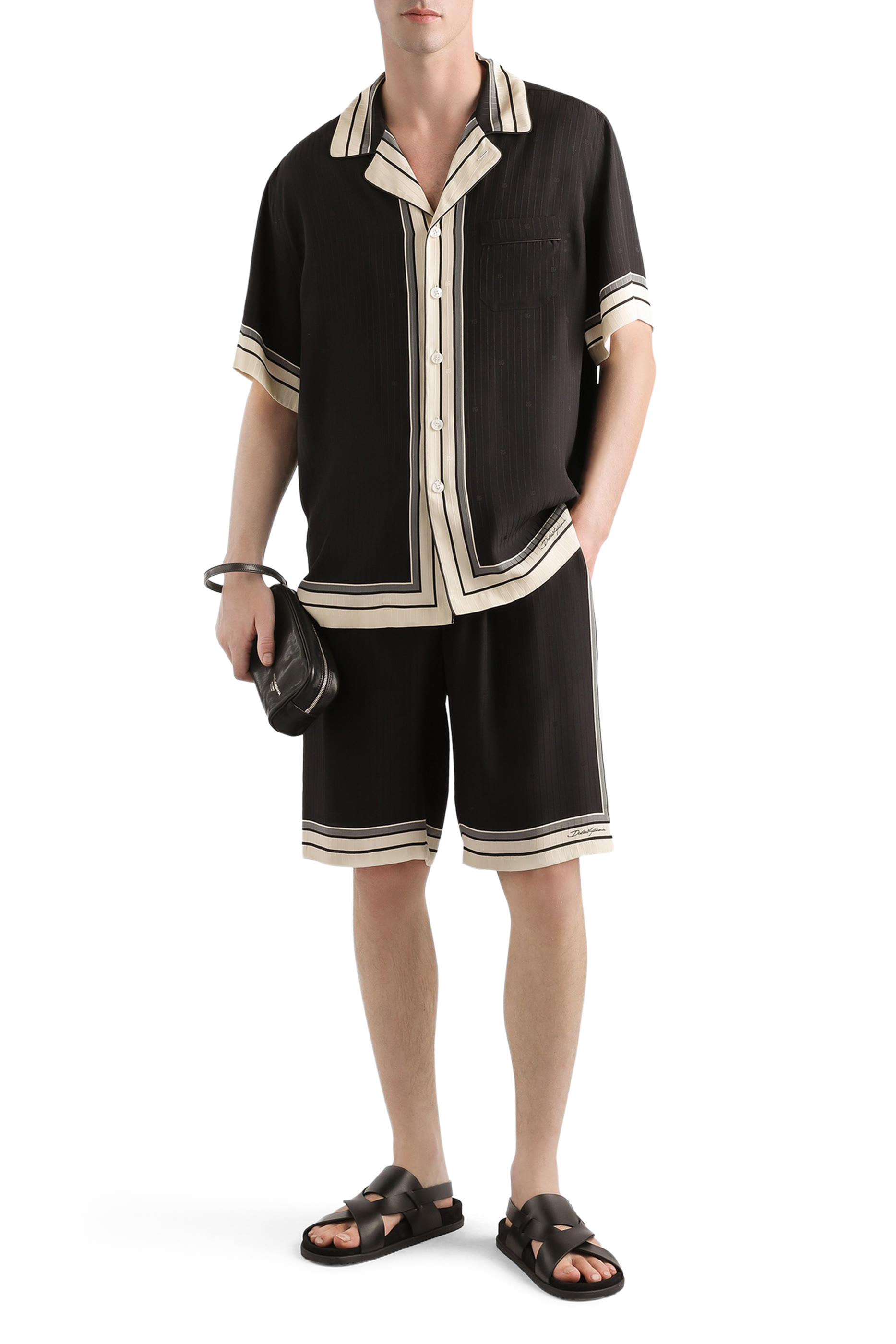 شورت بيرمودا فانيتي مخطط بشعار الماركة حرير