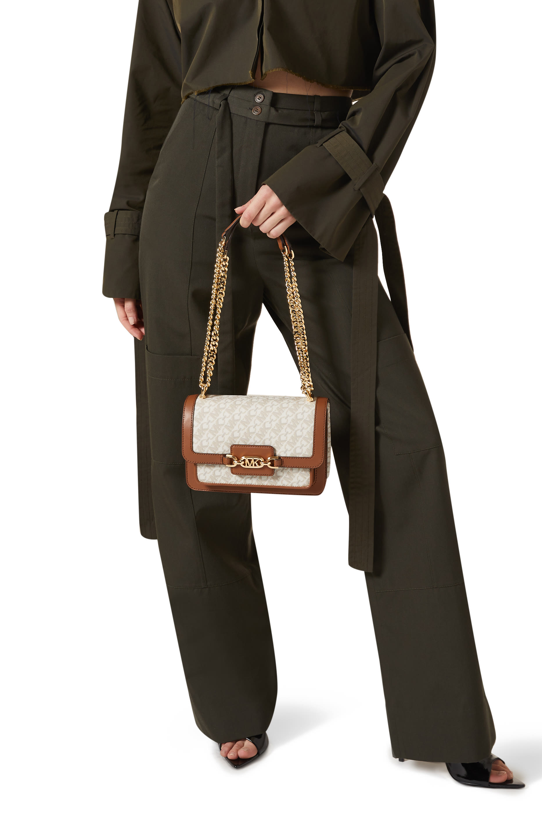 حقيبة كتف هيذر كبيرة بشعار الماركة