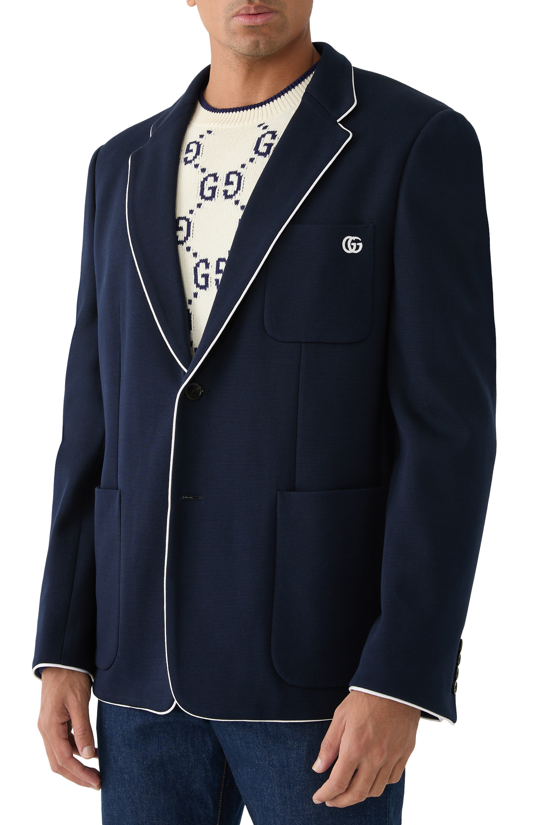 جاكيت بتطريز حرفي شعار الماركة قطن جيرسيه