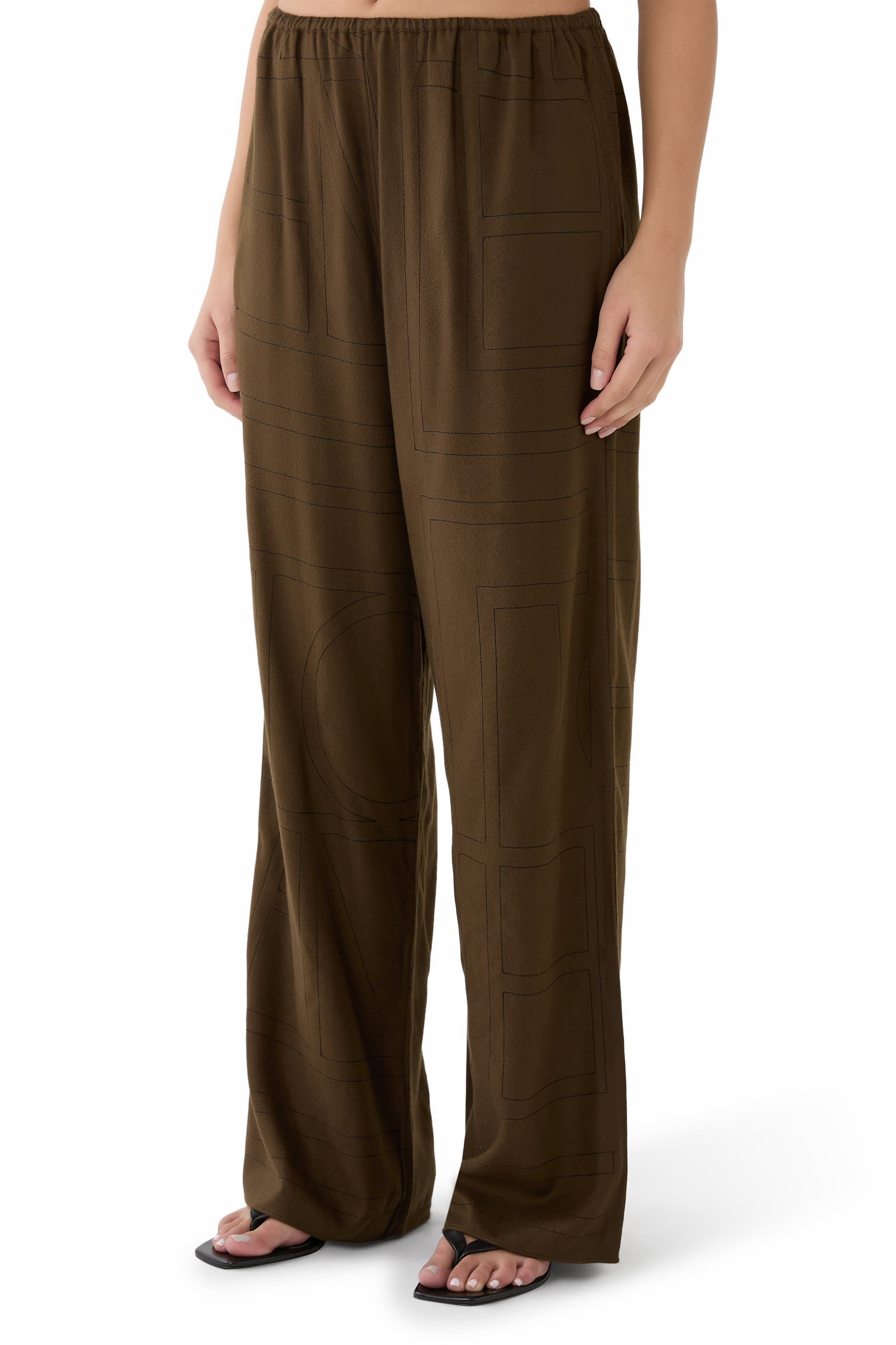 بنطال بيجامة بنقشة حروف شعار الماركة فلانيل