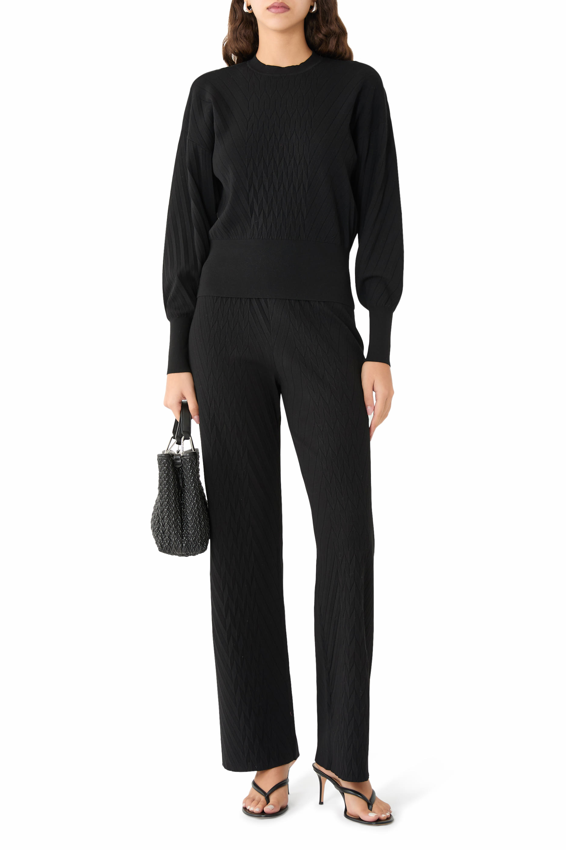 Viscose-Blend Trousers With Embossed Motif 