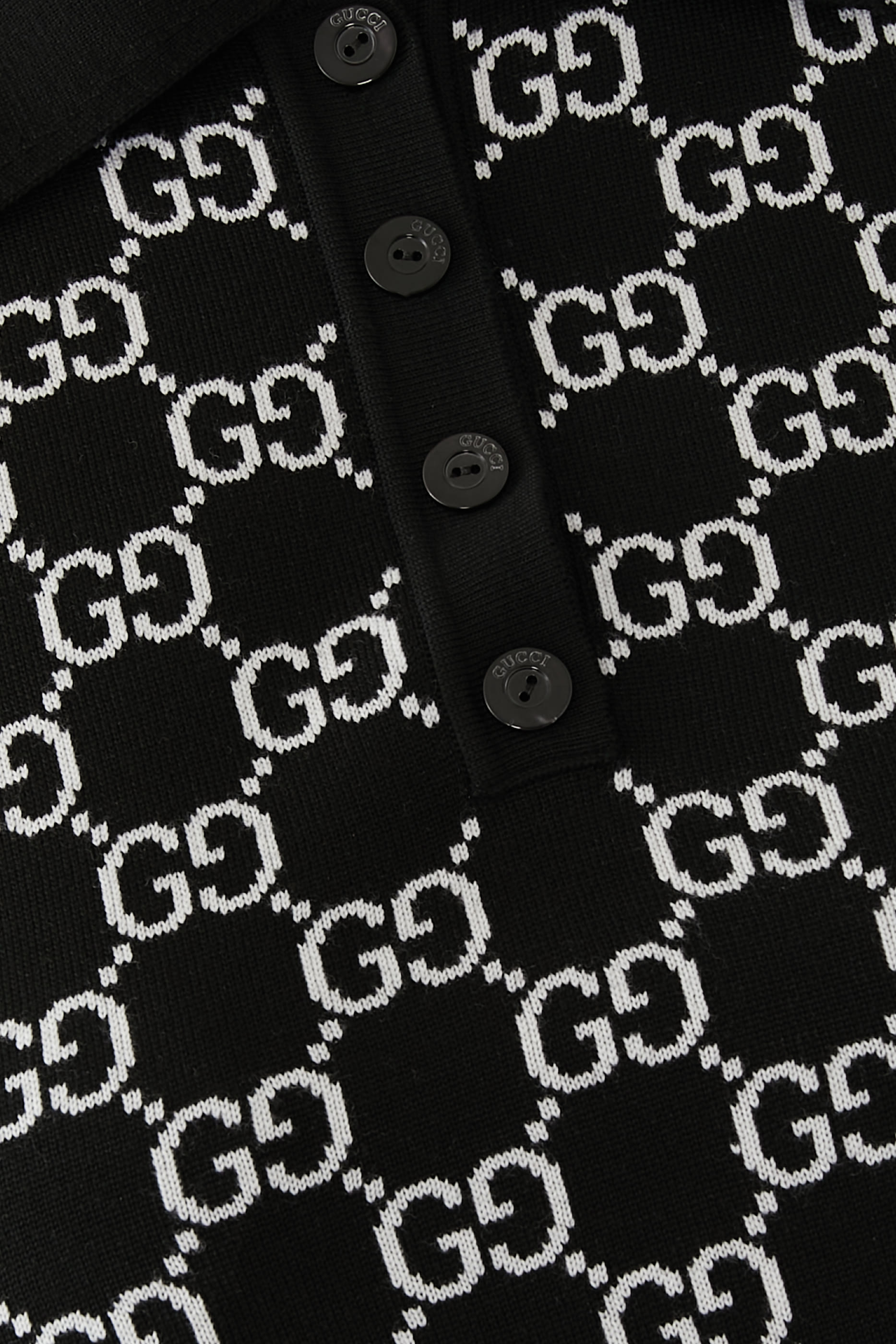 قميص بولو بوجهين ونقشة حرفي شعار الماركة صوف جاكار