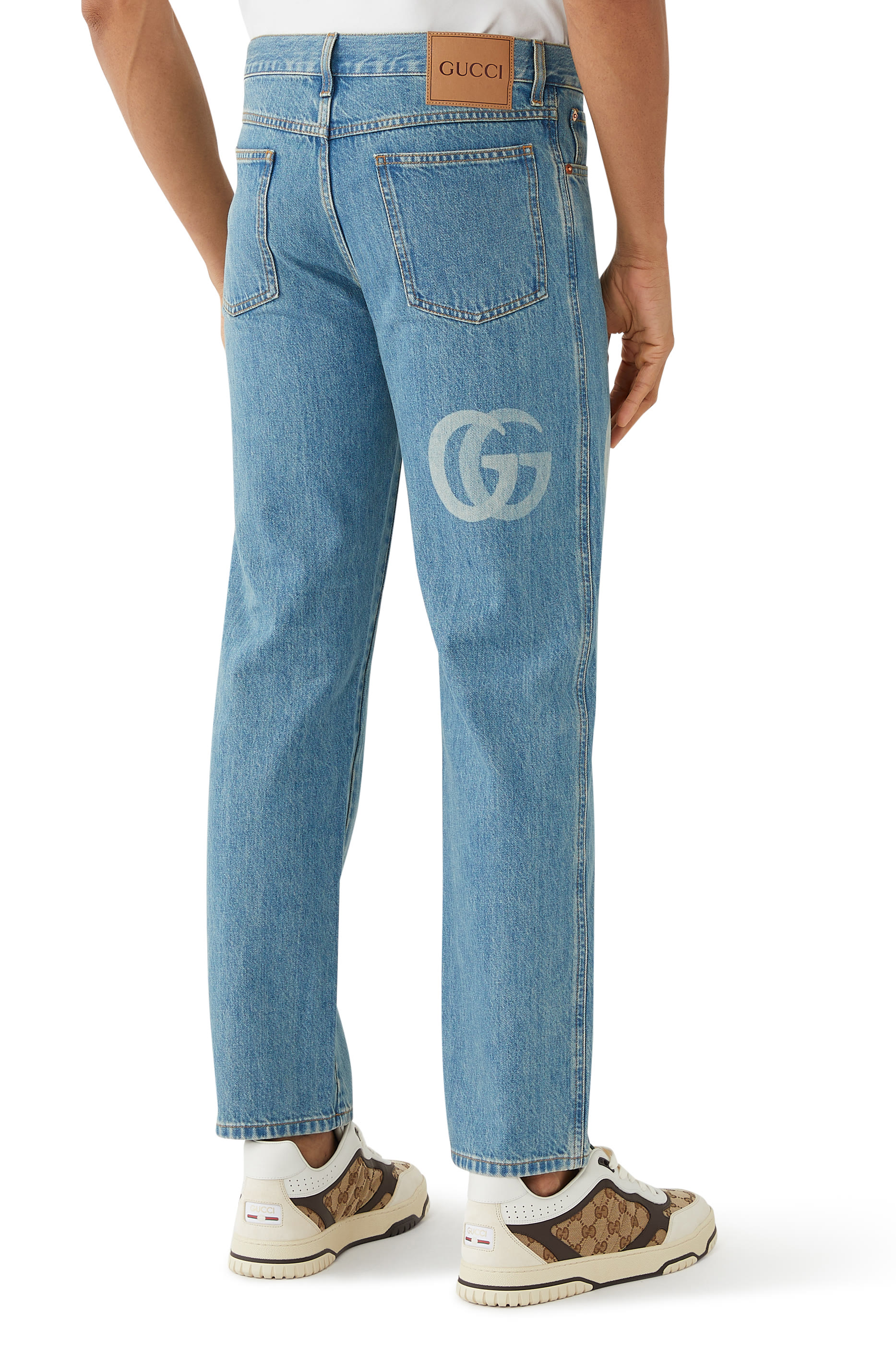 بنطال ليزرد دنيم بشعار الماركة مزدوج