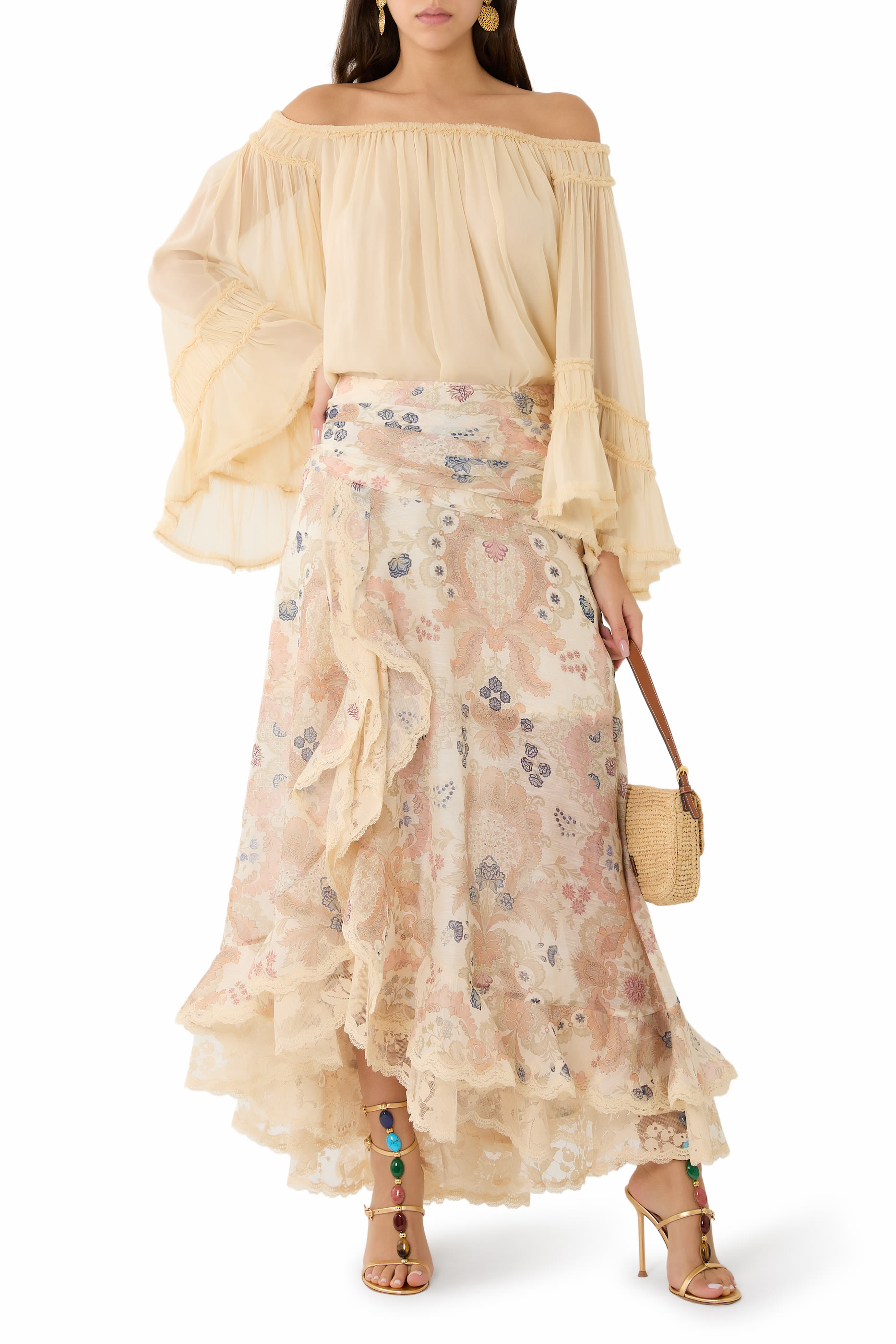 تنورة ريبالين طويلة دانتيل