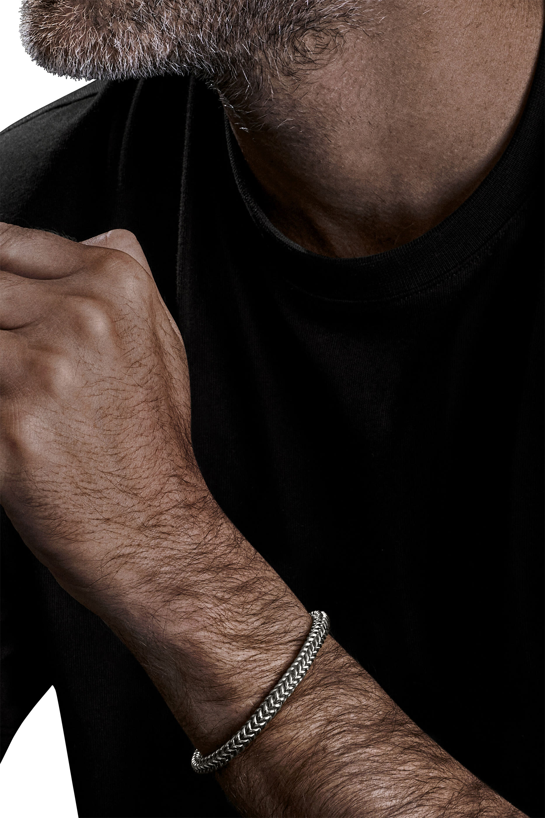 سوار خرز بنمط شيفرون، فضة إسترلينية