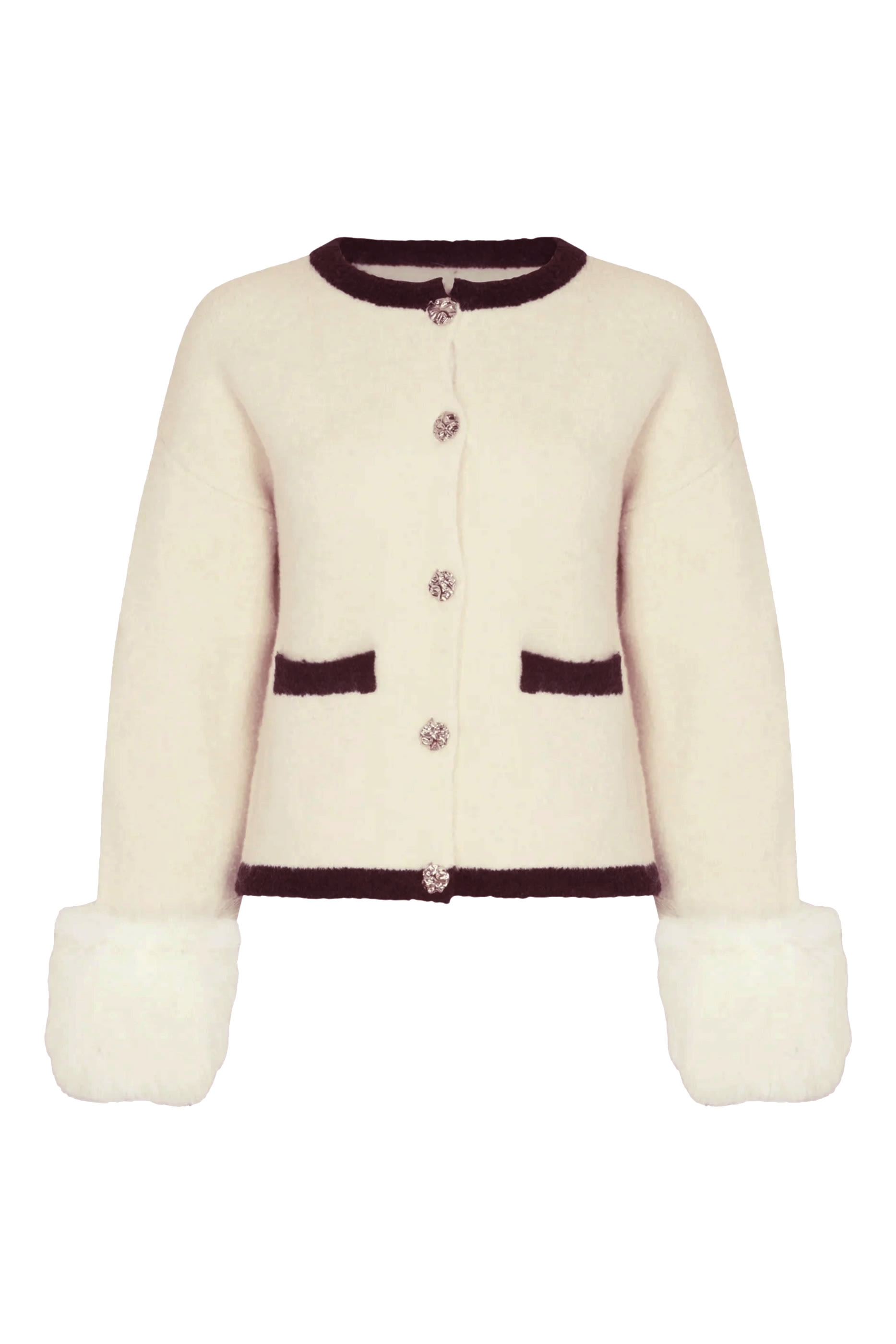 كارديجان بأساور بارزة الملمس وتفاصيل بلون مغاير