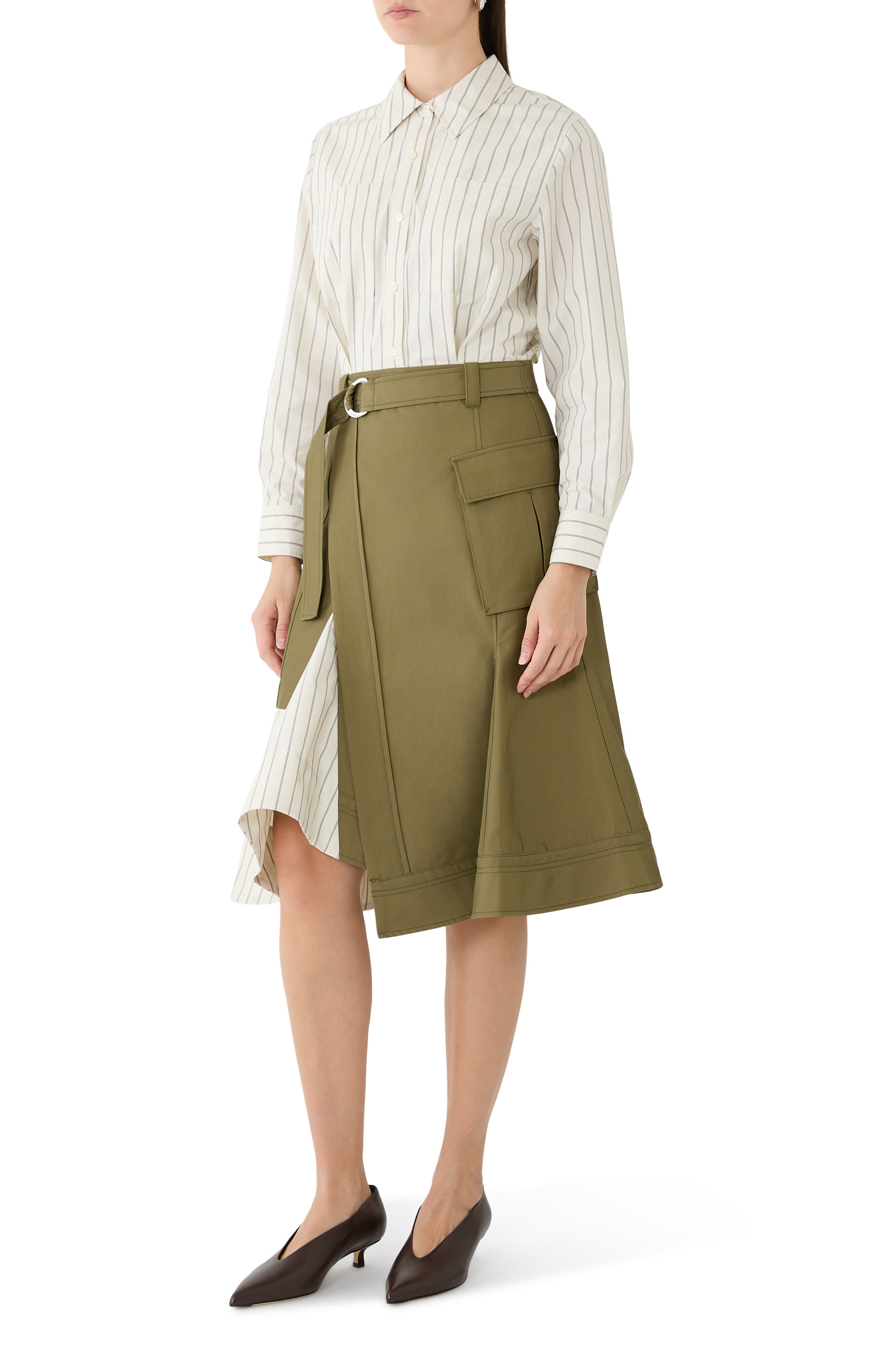 فستان بنمط قميص عملي خامات متنوعة