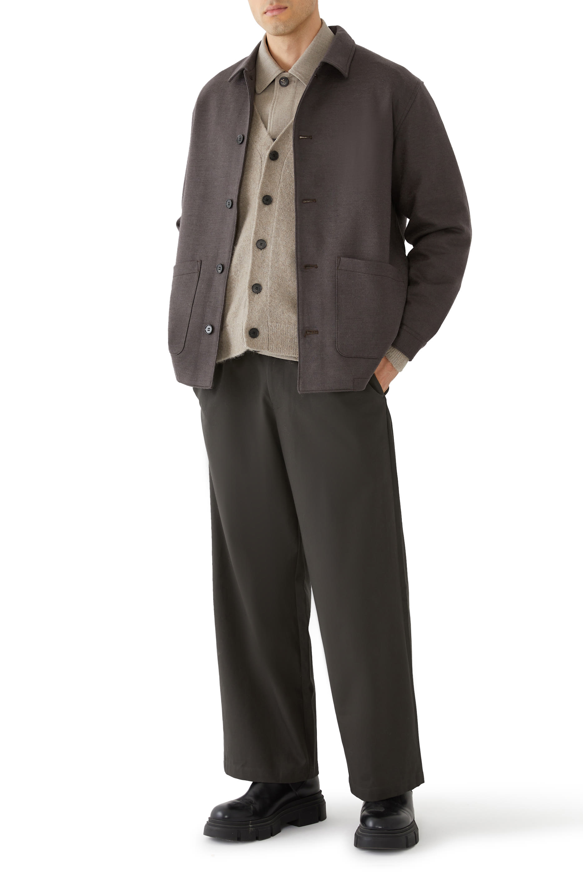 جاكيت بنمط أوفرول صوف