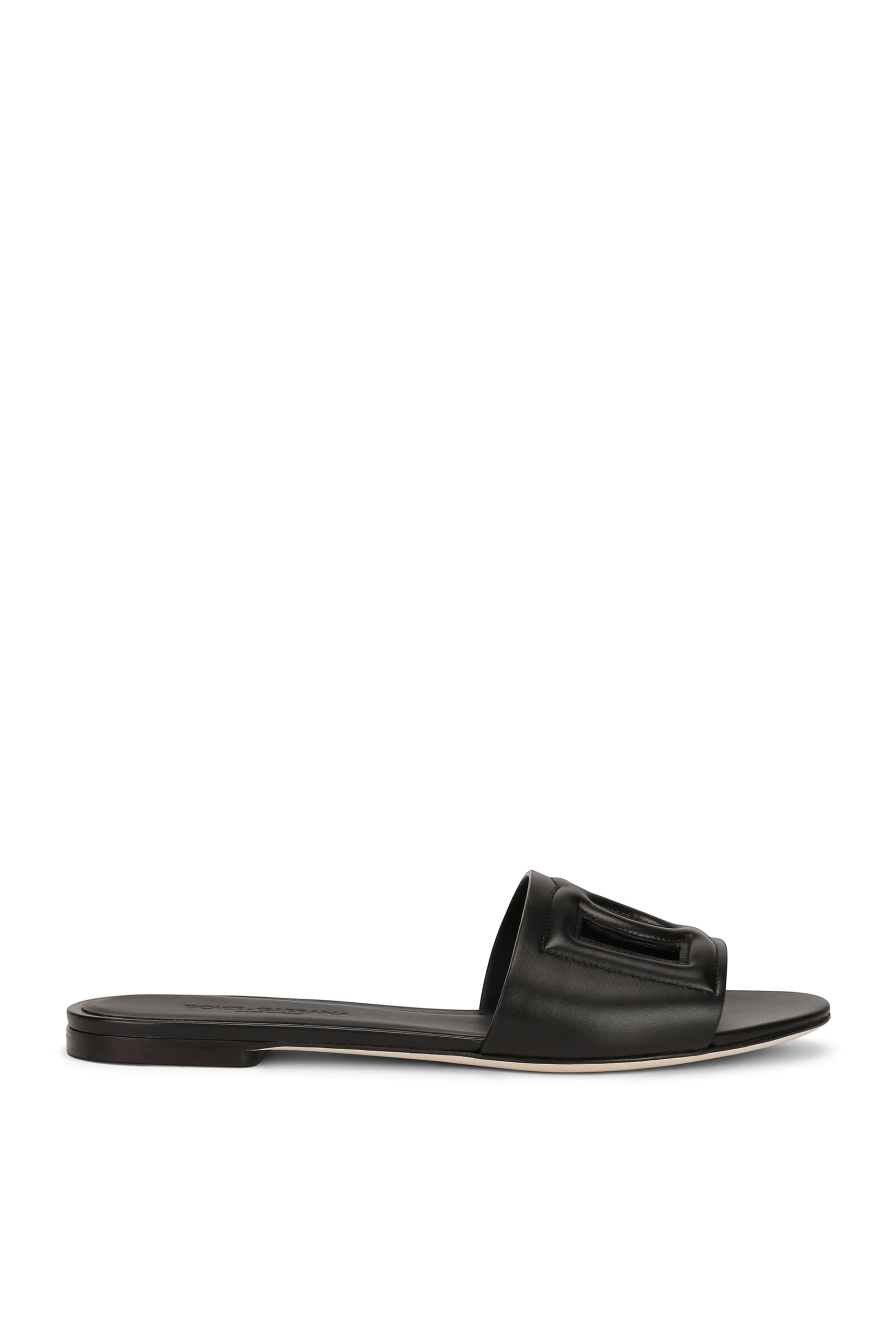 حذاء مفتوح من الخلف بشعار الماركة جلد عجل