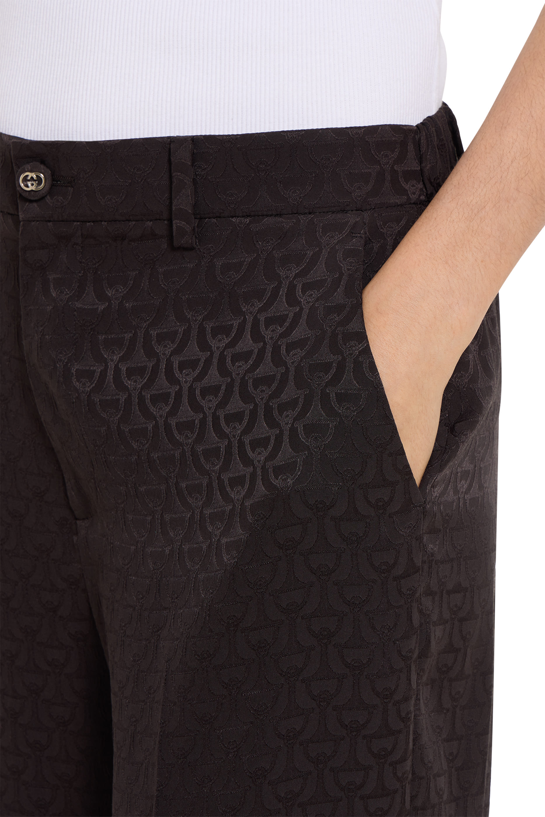 بنطال جاكار بنقشة لجام الحصان حرير