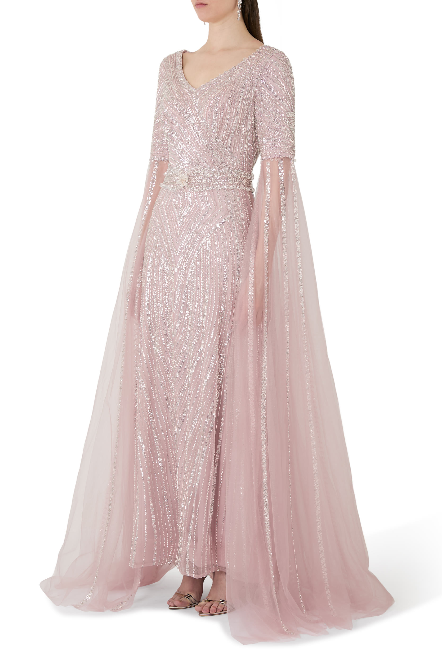 فستان سهرة مزين بخرز