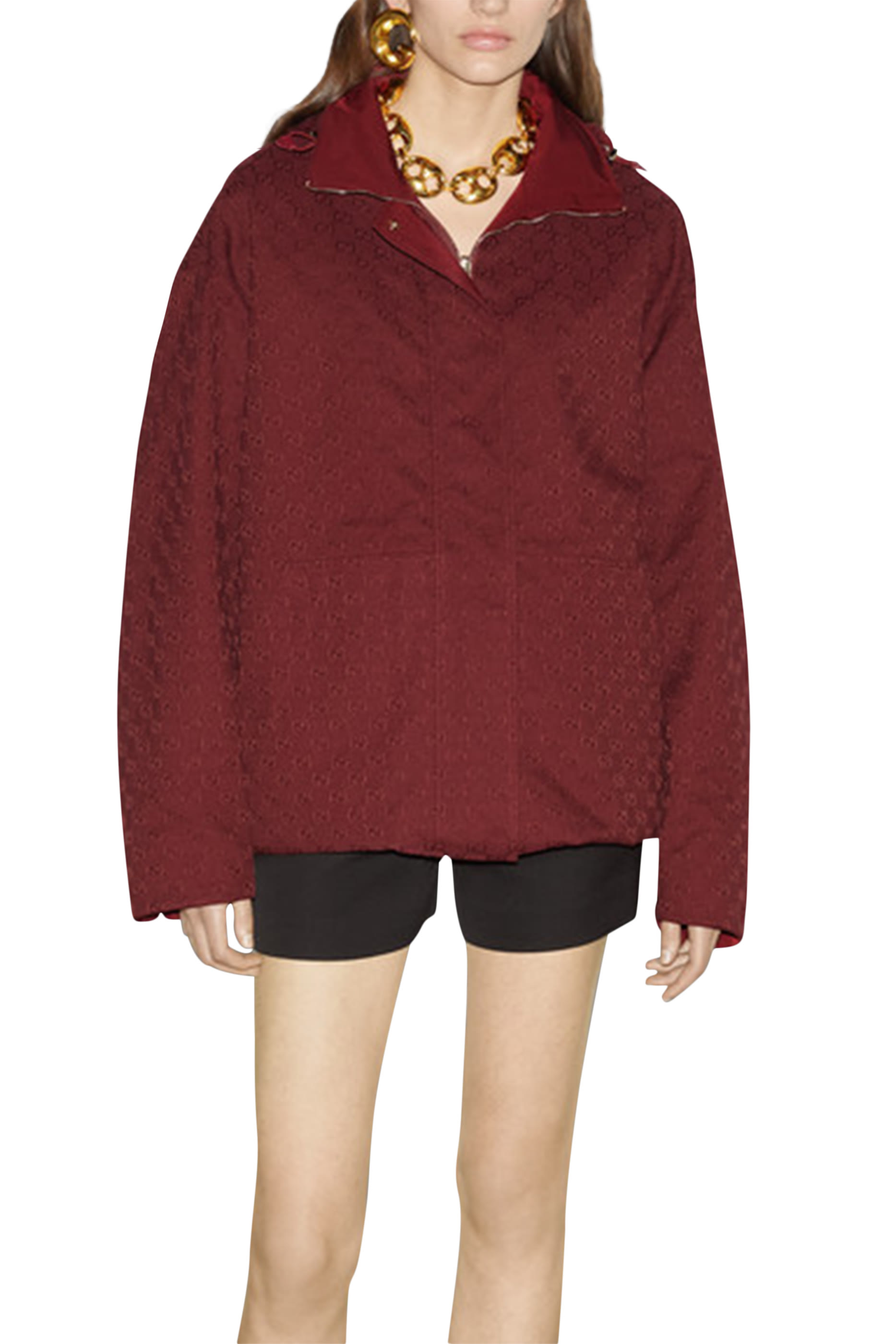 جاكيت بتصميم بوجهين بشعار الماركة قماش قنب