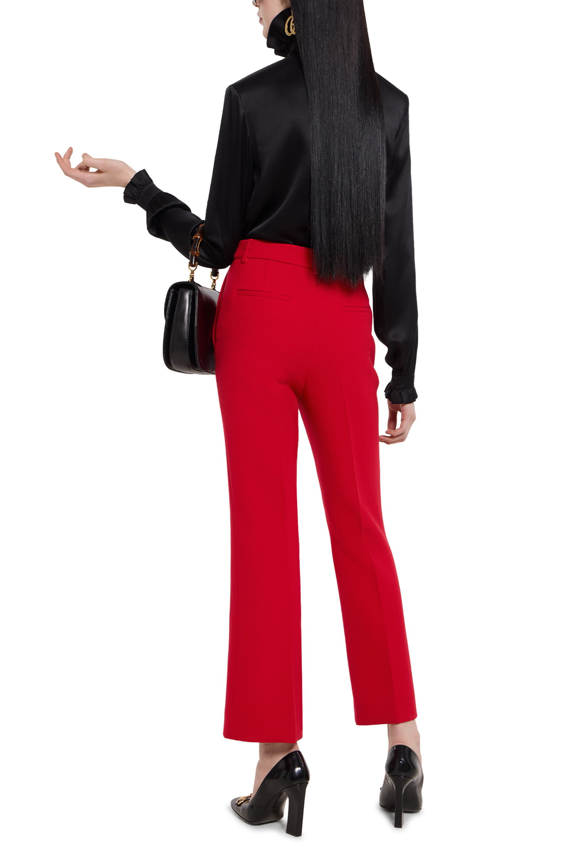 بنطال بزر بتصميم حرفي شعار الماركة كريب صوف