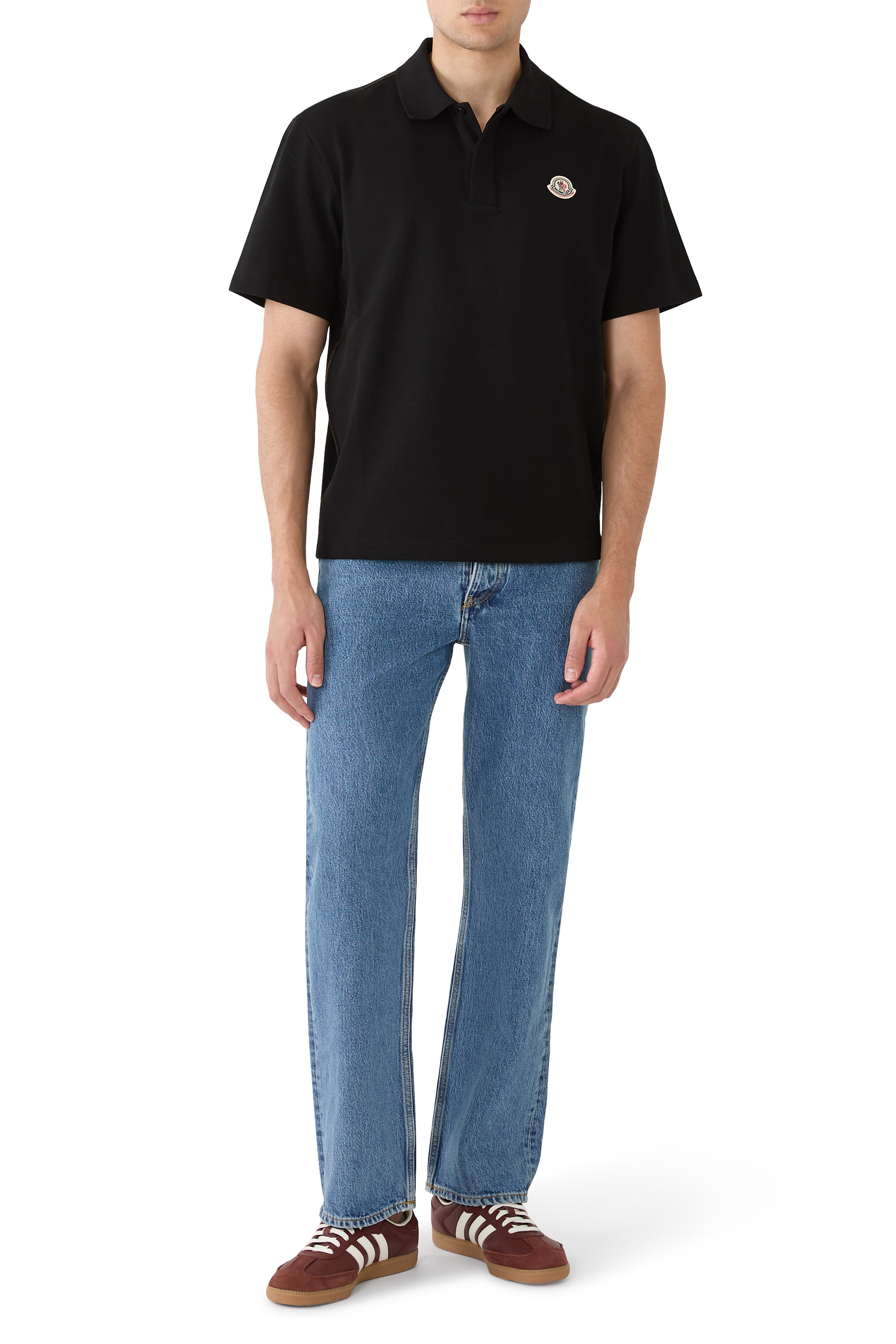 قميص بولو برقعة شعار الماركة قطن بيكيه