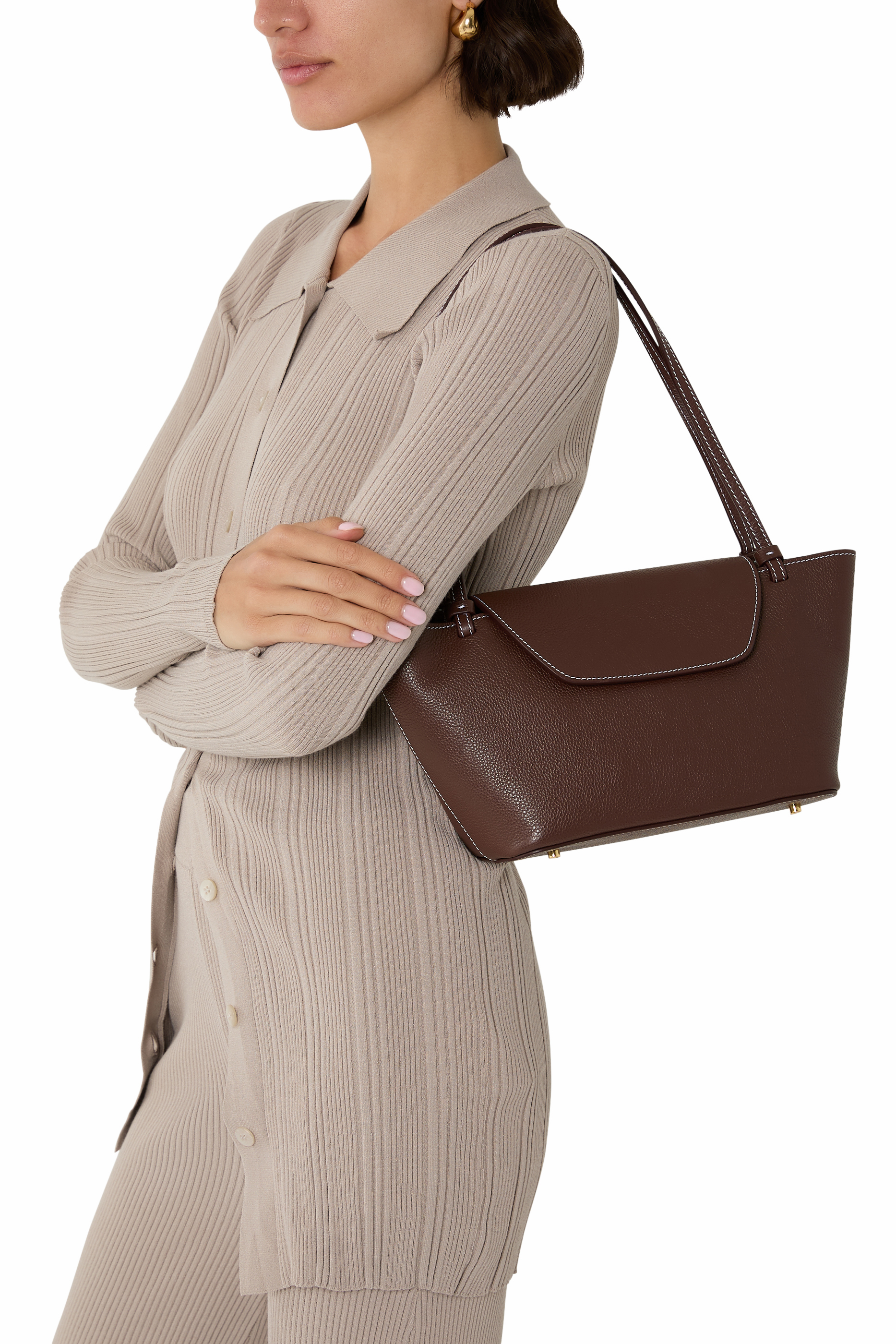 حقيبة يد كورير جلد بارز الملمس