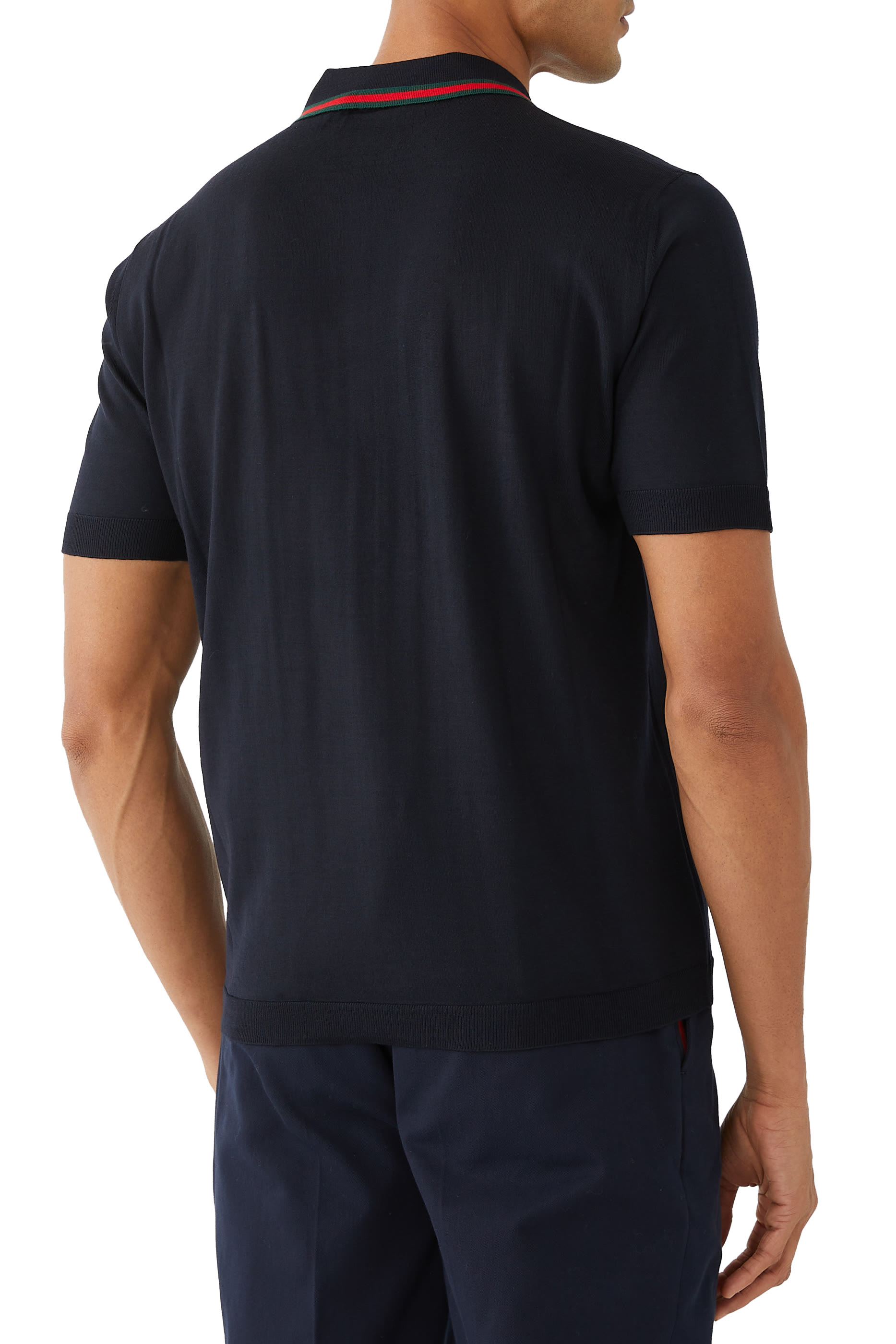 قميص بولو بشريط ويب نسيج صوف